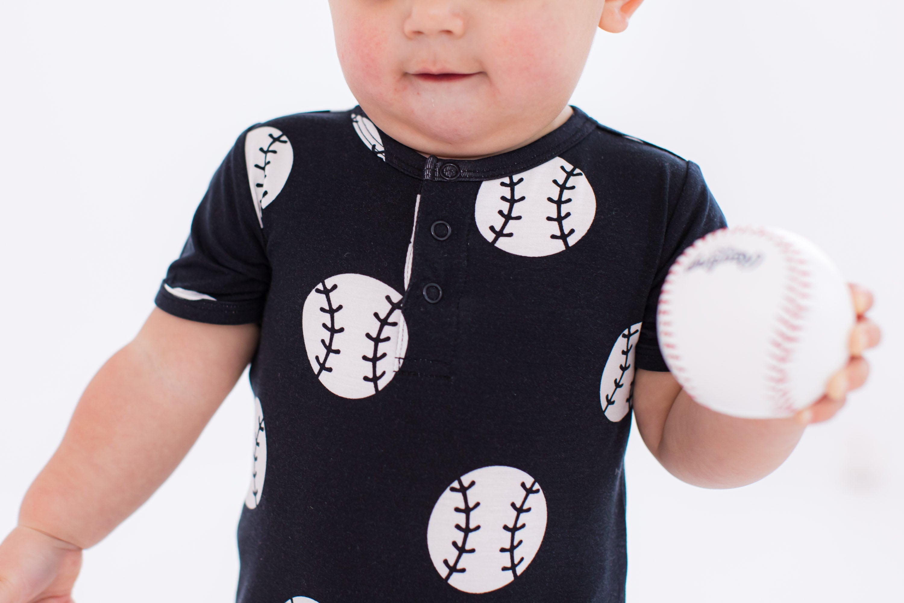 Baseball Shortie Romper - Black