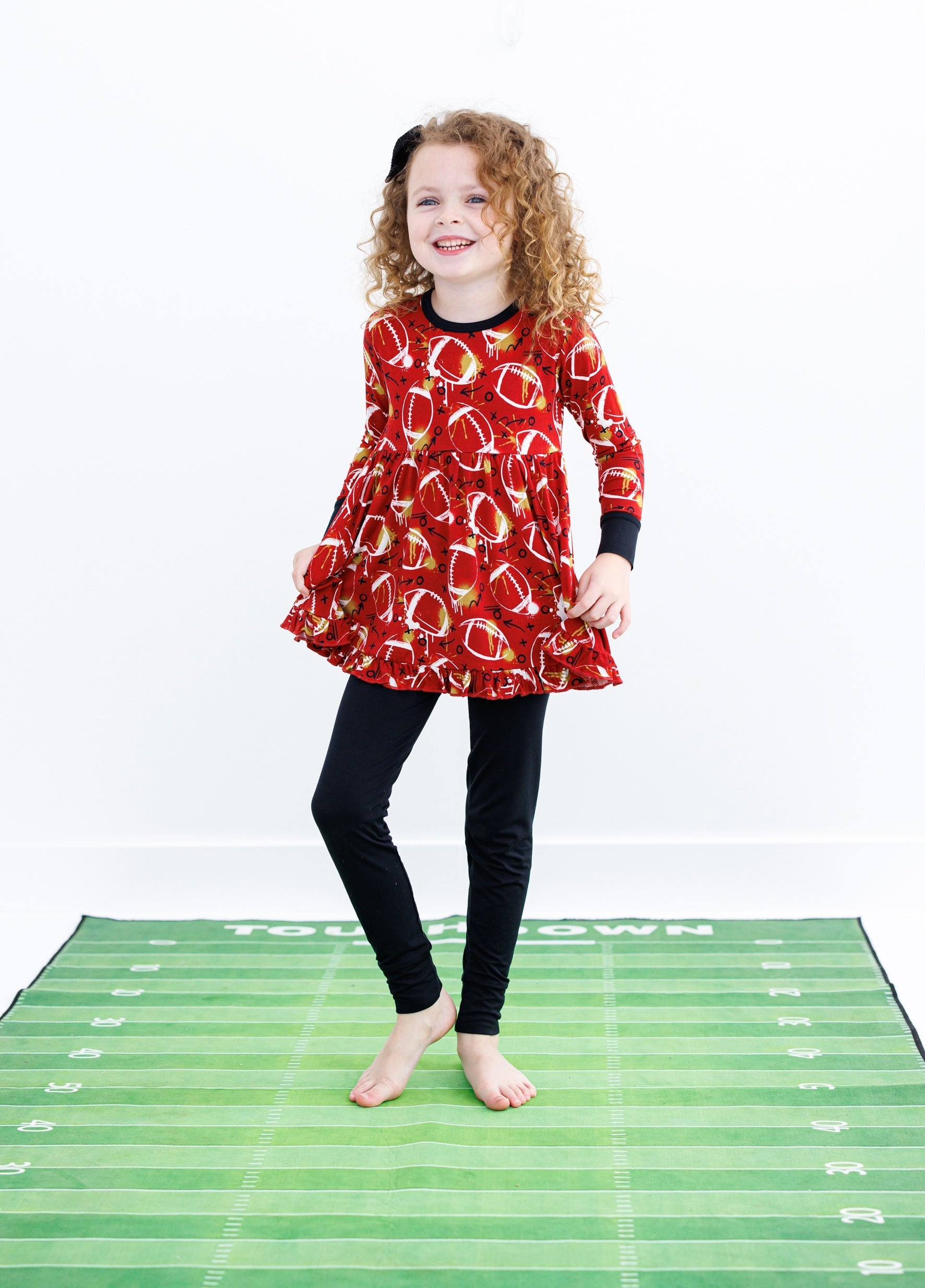 Graffiti Football Peplum Set : Red And Gold