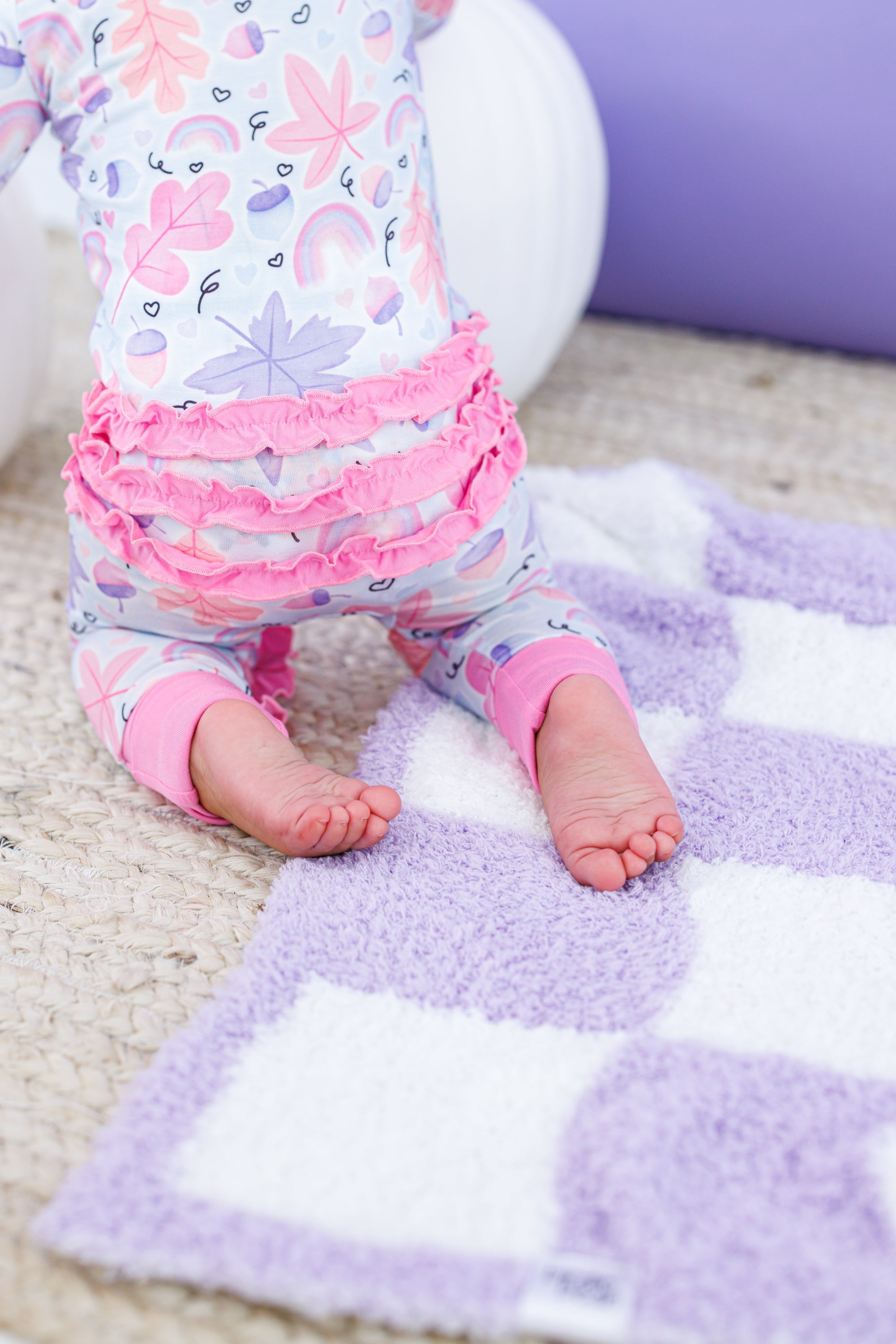 Lavender Check Microfiber Blanket- Stroller