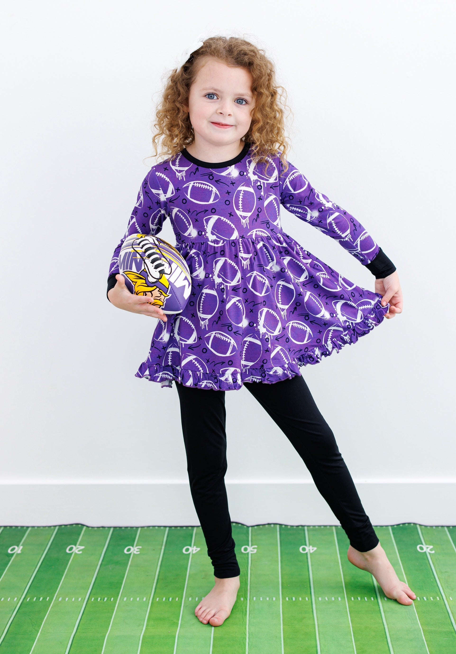 Graffiti Football Peplum Set : Purple And White