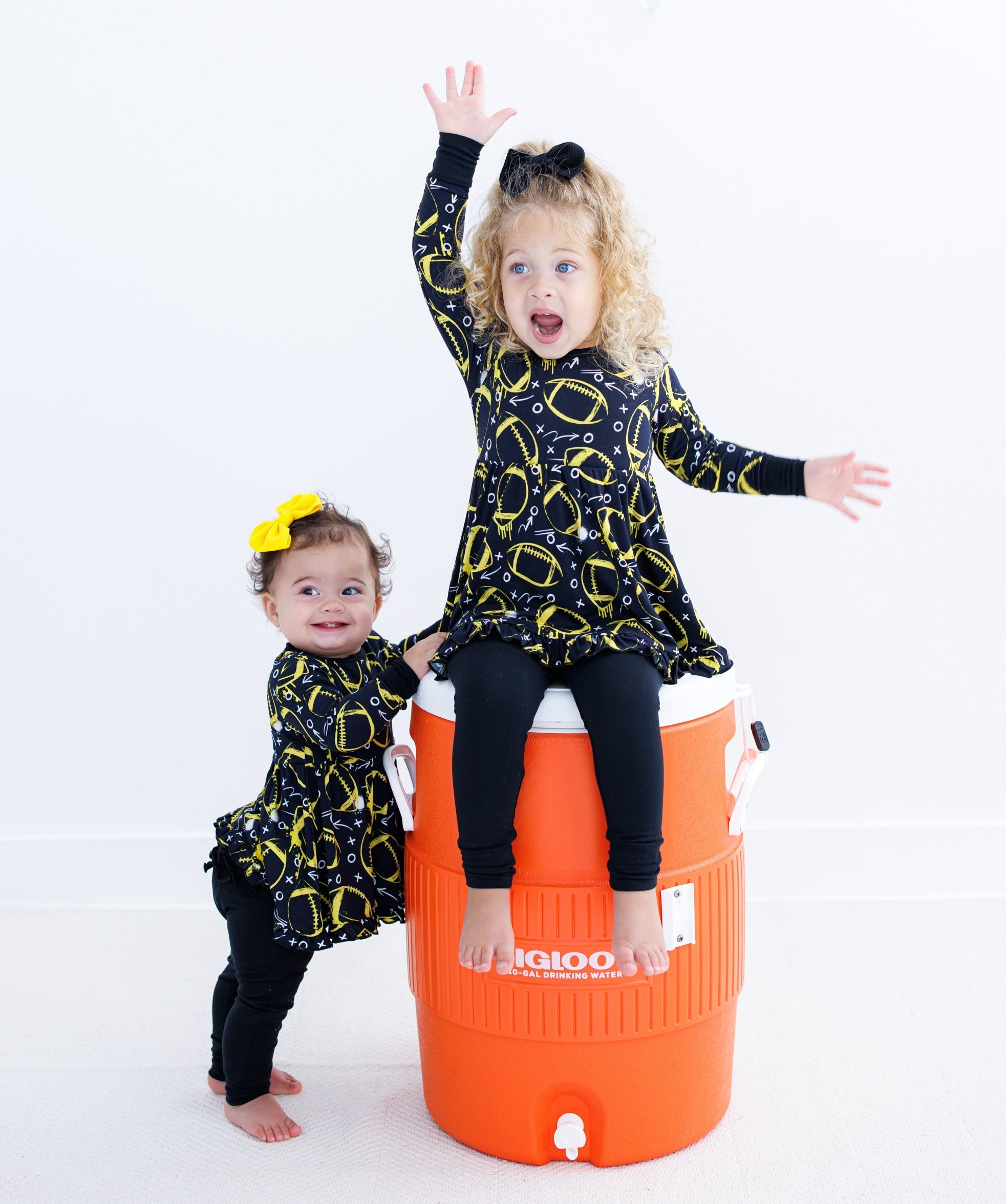 Graffiti Football Peplum Set : Black And Yellow/gold