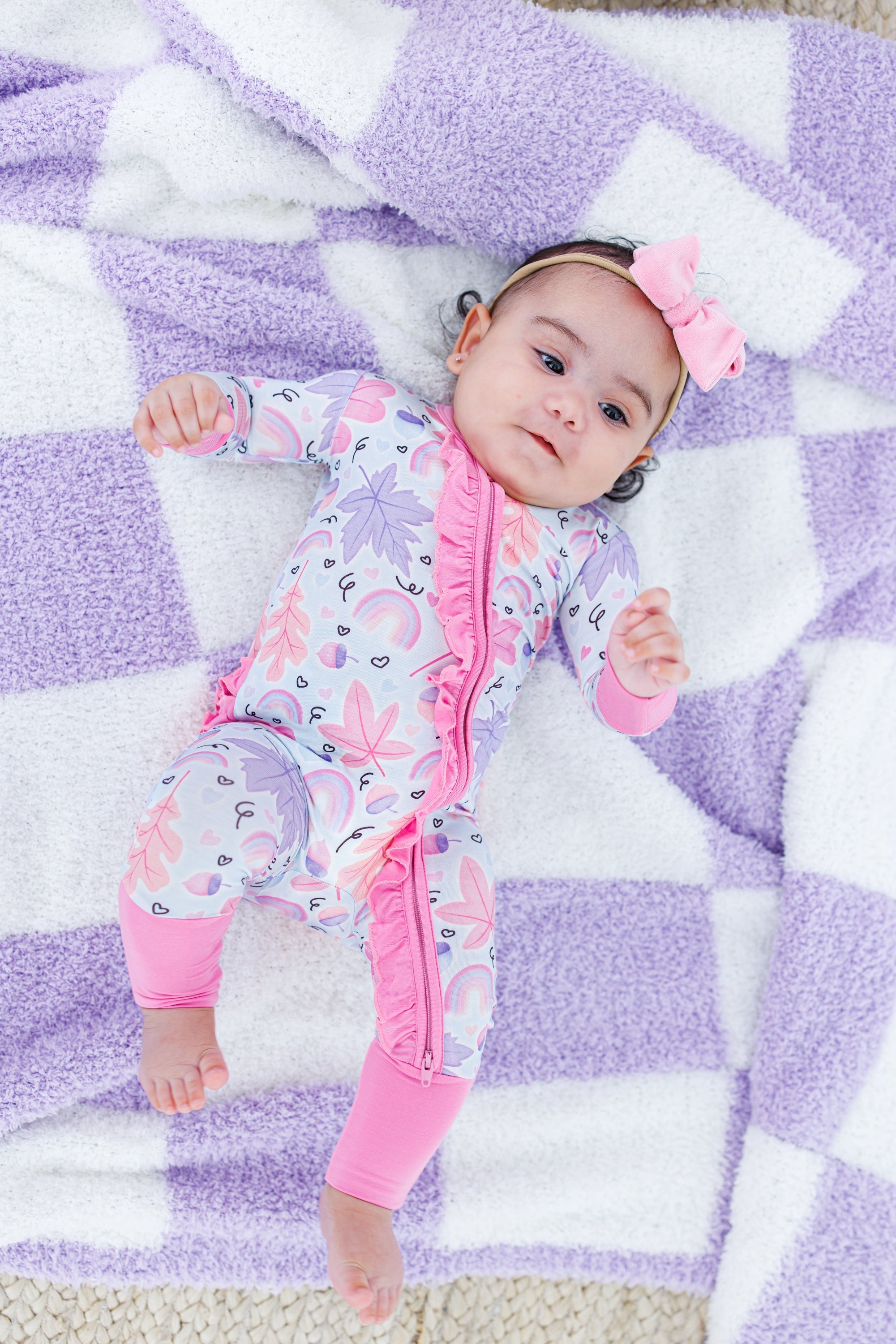 Lavender Check Microfiber Blanket- Toddler