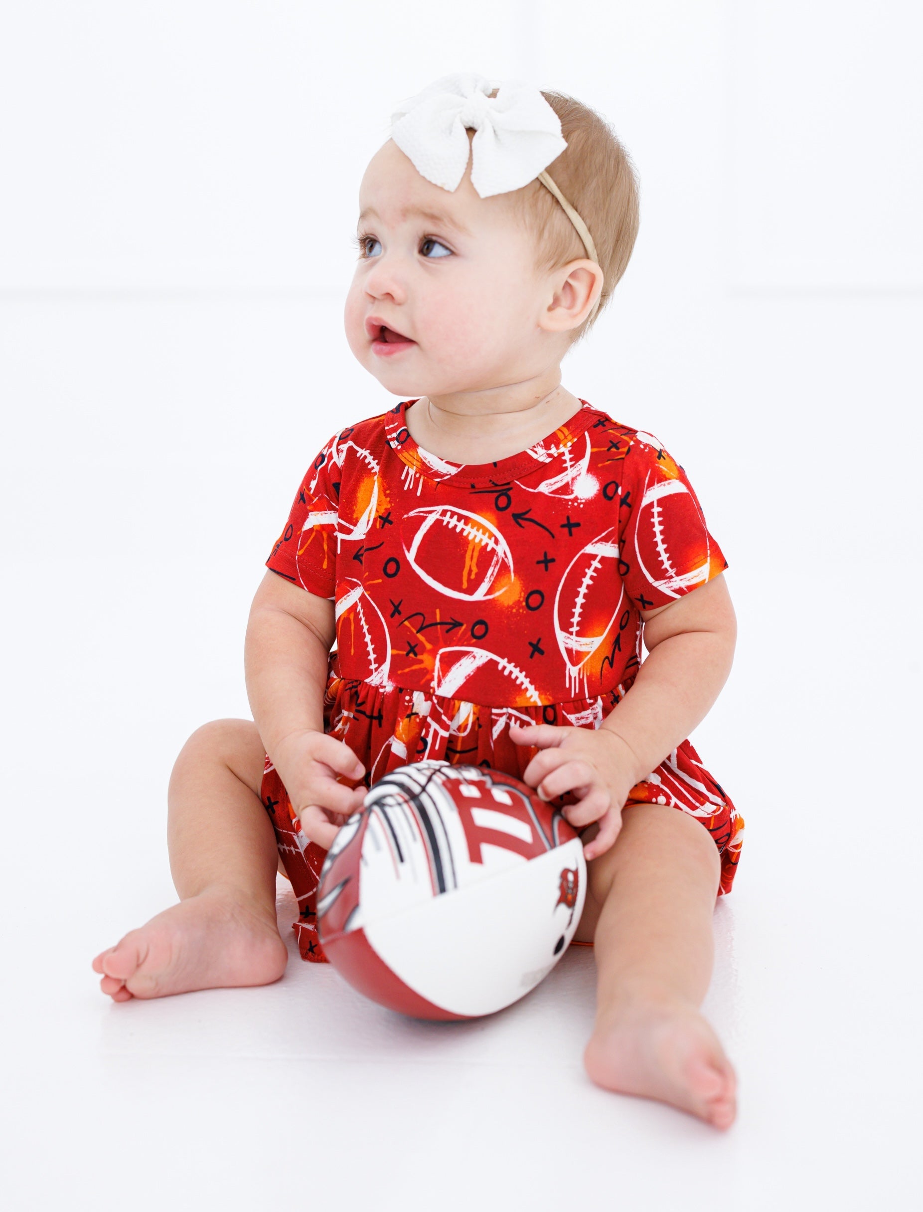 Graffiti Football Peplum Set : Red And Orange