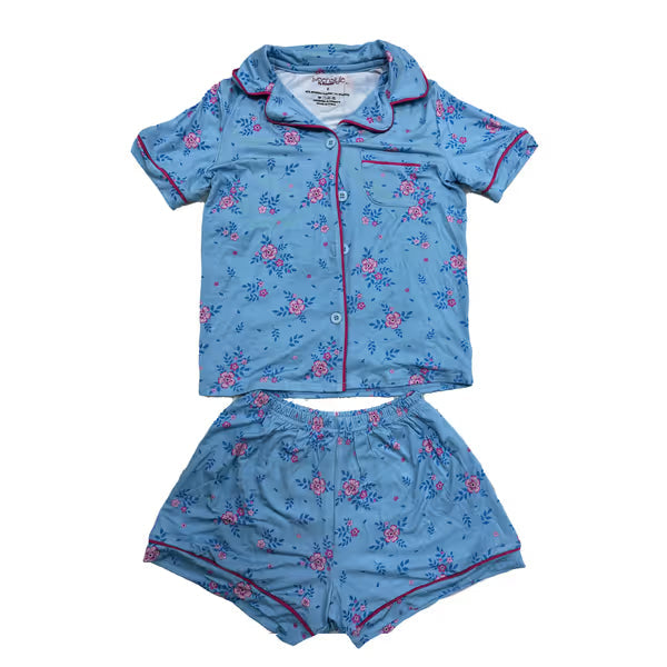 Tweenstyle By Stoopher - Bamboo Loungewear Set- Blue Floral Print