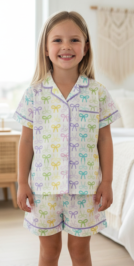 Tweenstyle By Stoopher - Pastel Bow Bamboo Loungewear Set