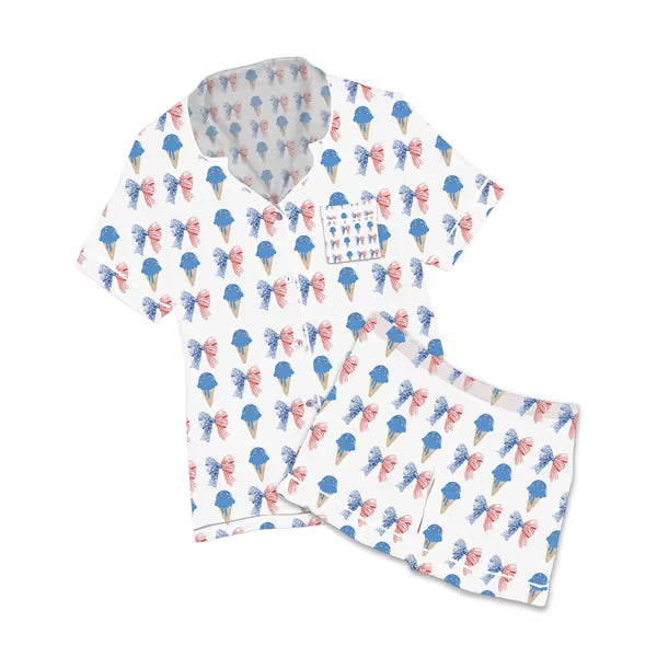 Tweenstyle By Stoopher - Stars & Stripes Ice Cream Silky Lounge Set