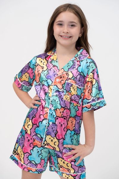 Tweenstyle By Stoopher -  Neon Gummies Silky Shorts Loungewear Set