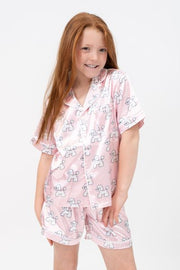 Tweenstyle By Stoopher - Poodles Silky Shorts Loungewear Set
