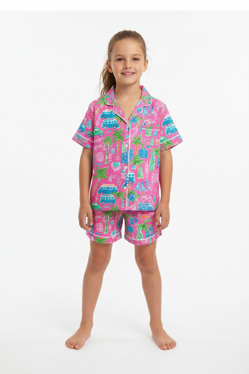 Tweenstyle By Stoopher - Tropical Silky Shorts Loungewear Set