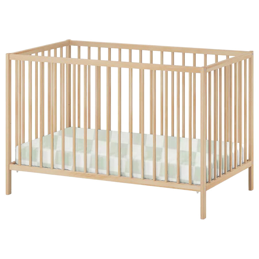 Leaf Green & White Checkered Crib Sheet