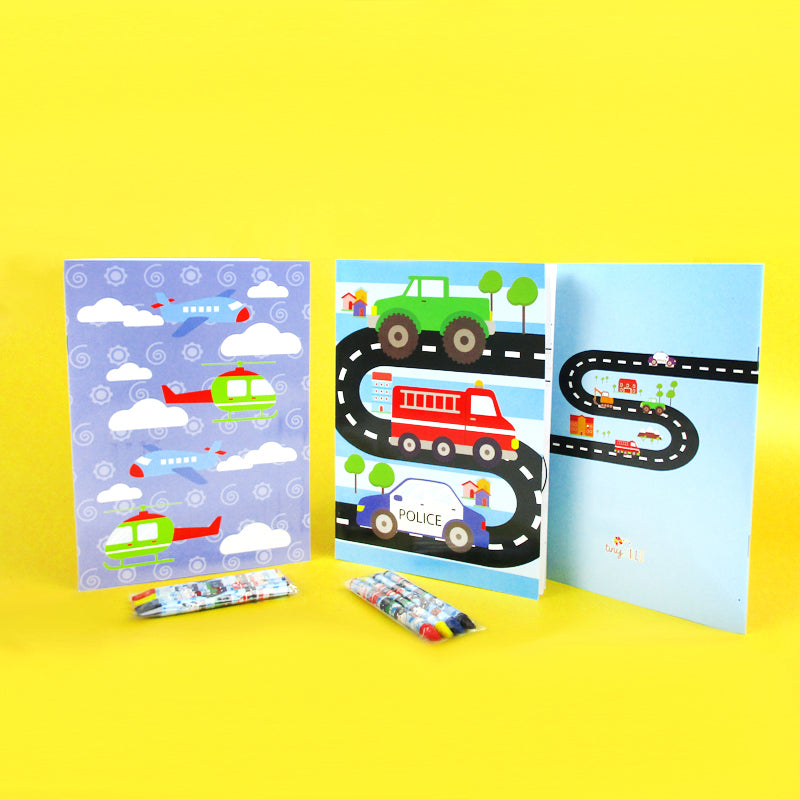 Transportation Vehicles Trains And Construction Coloring Books - Set Of 6 Or 12
