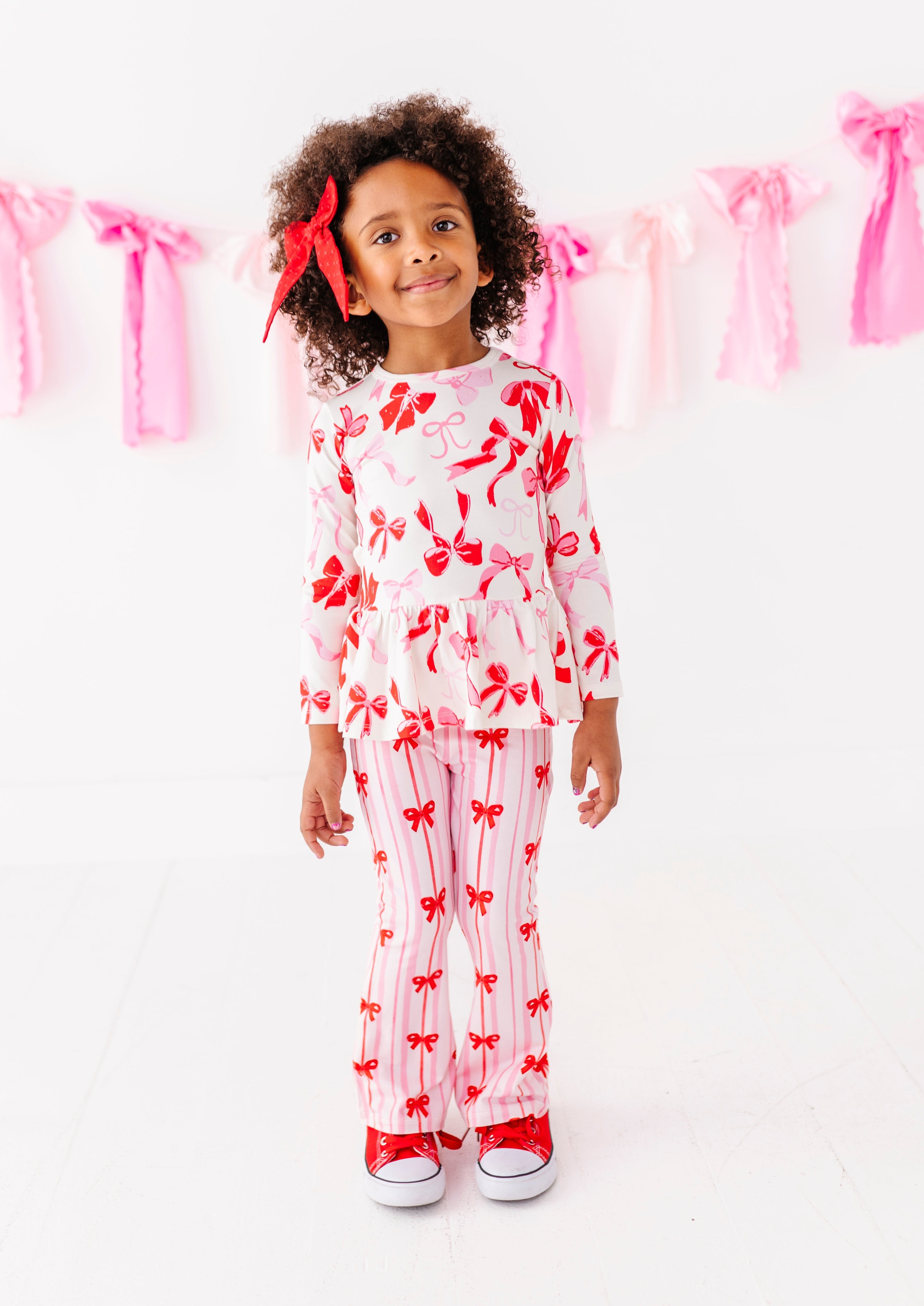 Blushing Bows Bamboo/cotton Peplum Top