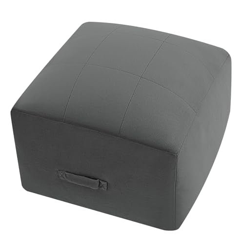 Grid Square Pouf Ottoman, 20"x20"x15"