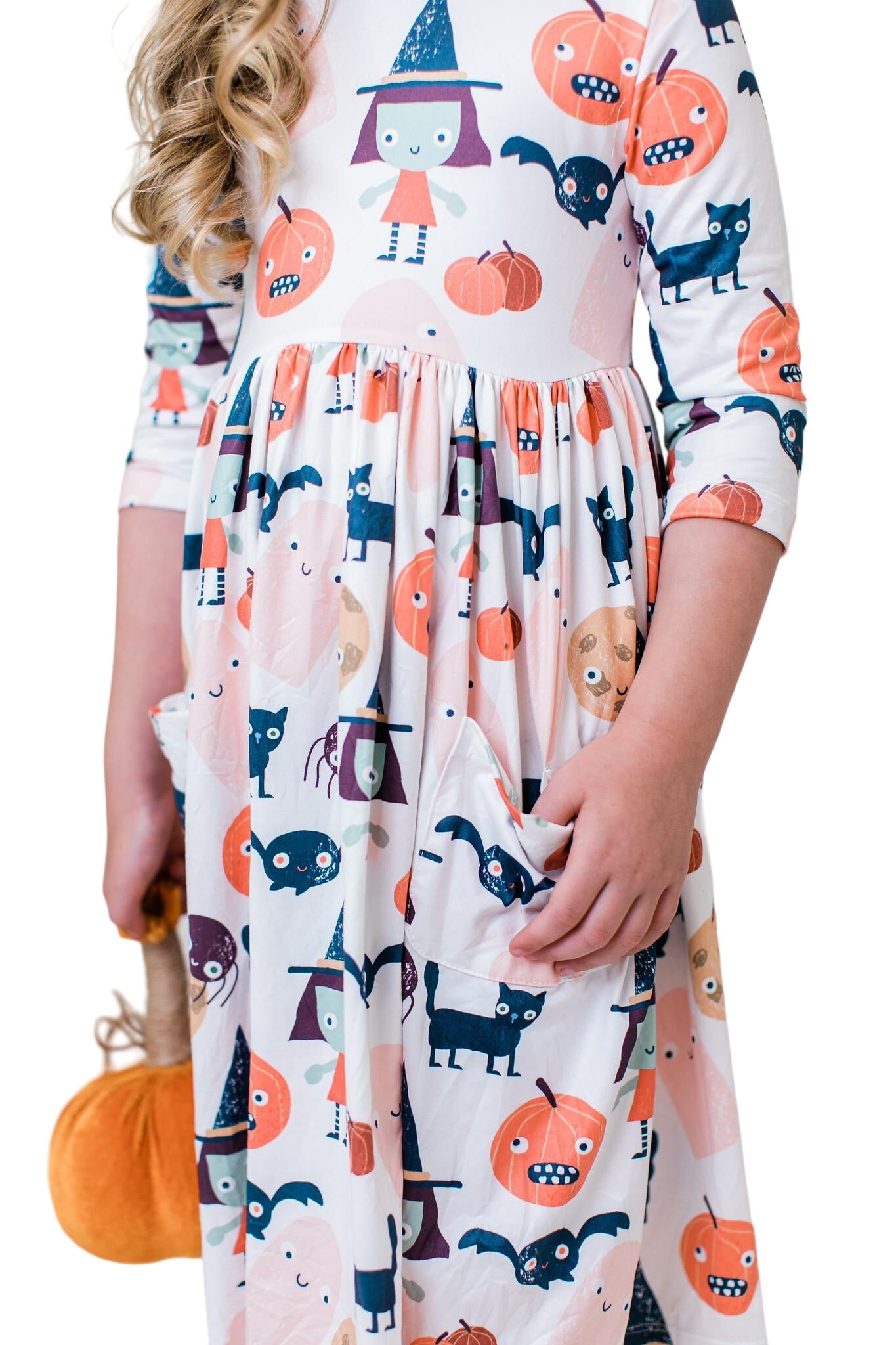 Boo Crew 3/4 Sleeve Pocket Twirl Dress