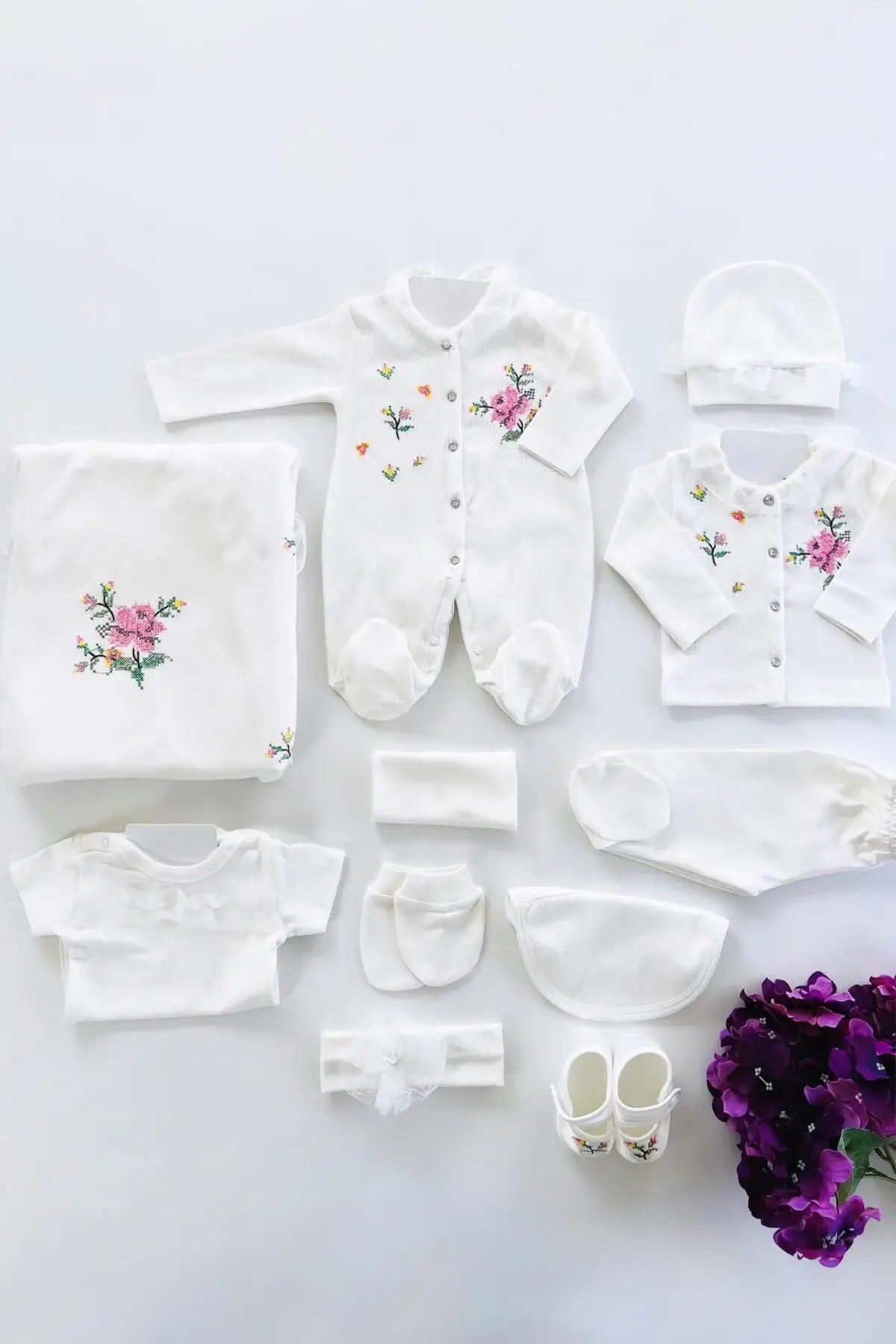 Lucia Newborn Baby Coming Home Outfit Set (11 Pcs)