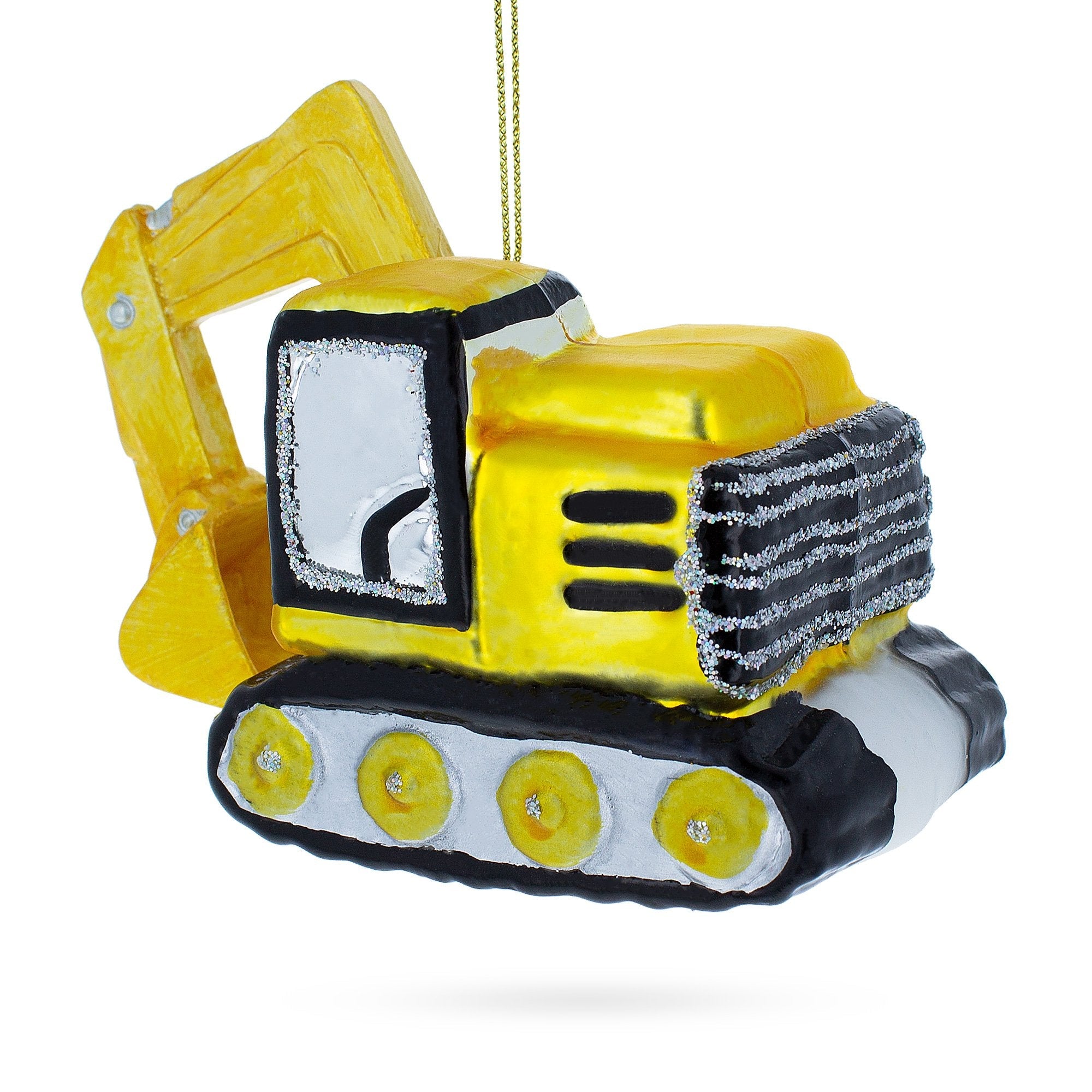 Mighty Excavator - Blown Glass Christmas Ornament