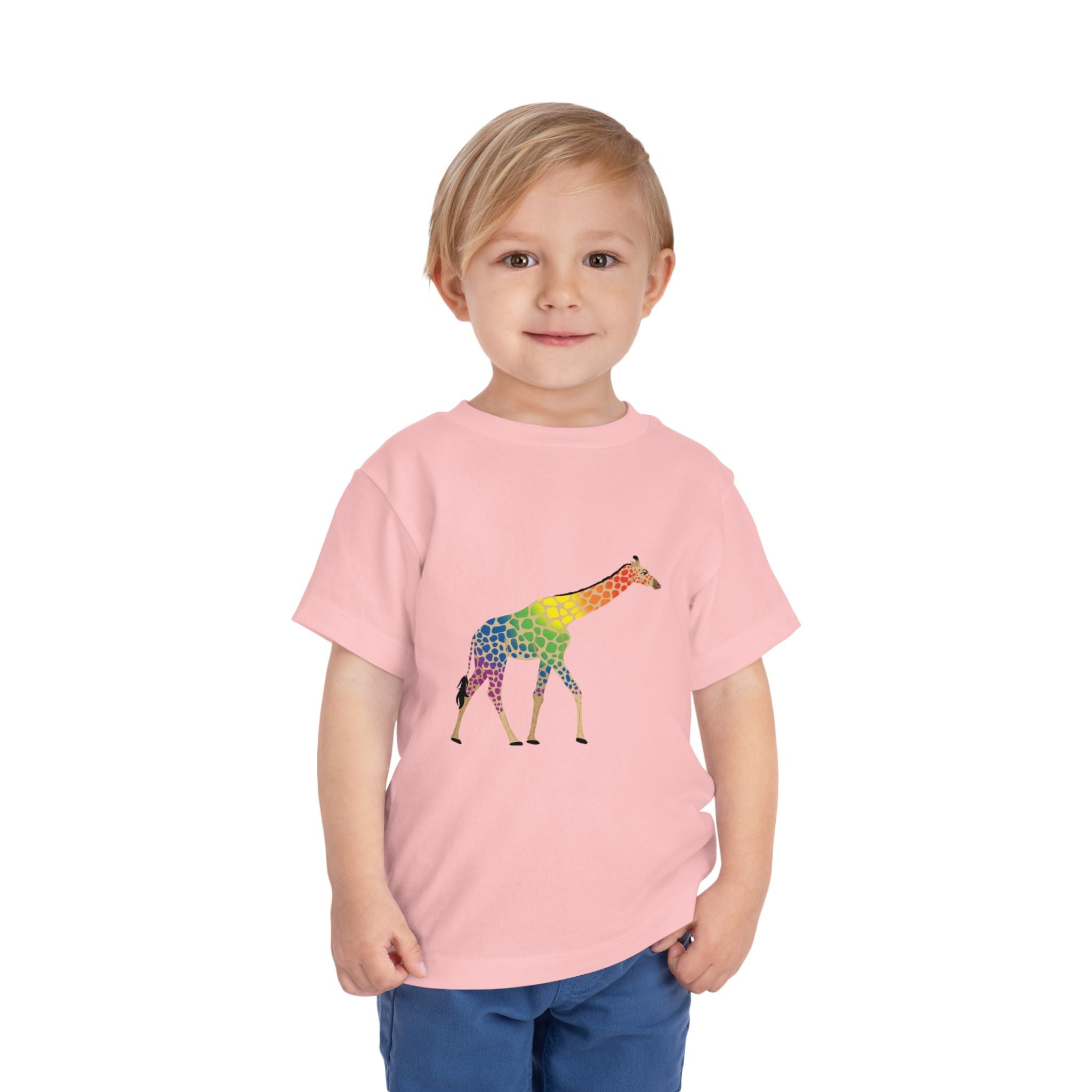 Rainbow On My Parade Giraffe Toddler Tee Shirt