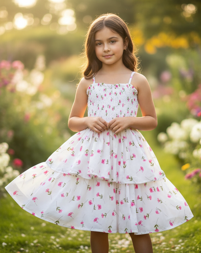 Tweenstyle By Stoopher - Ditzy Floral Print Tiered Dress