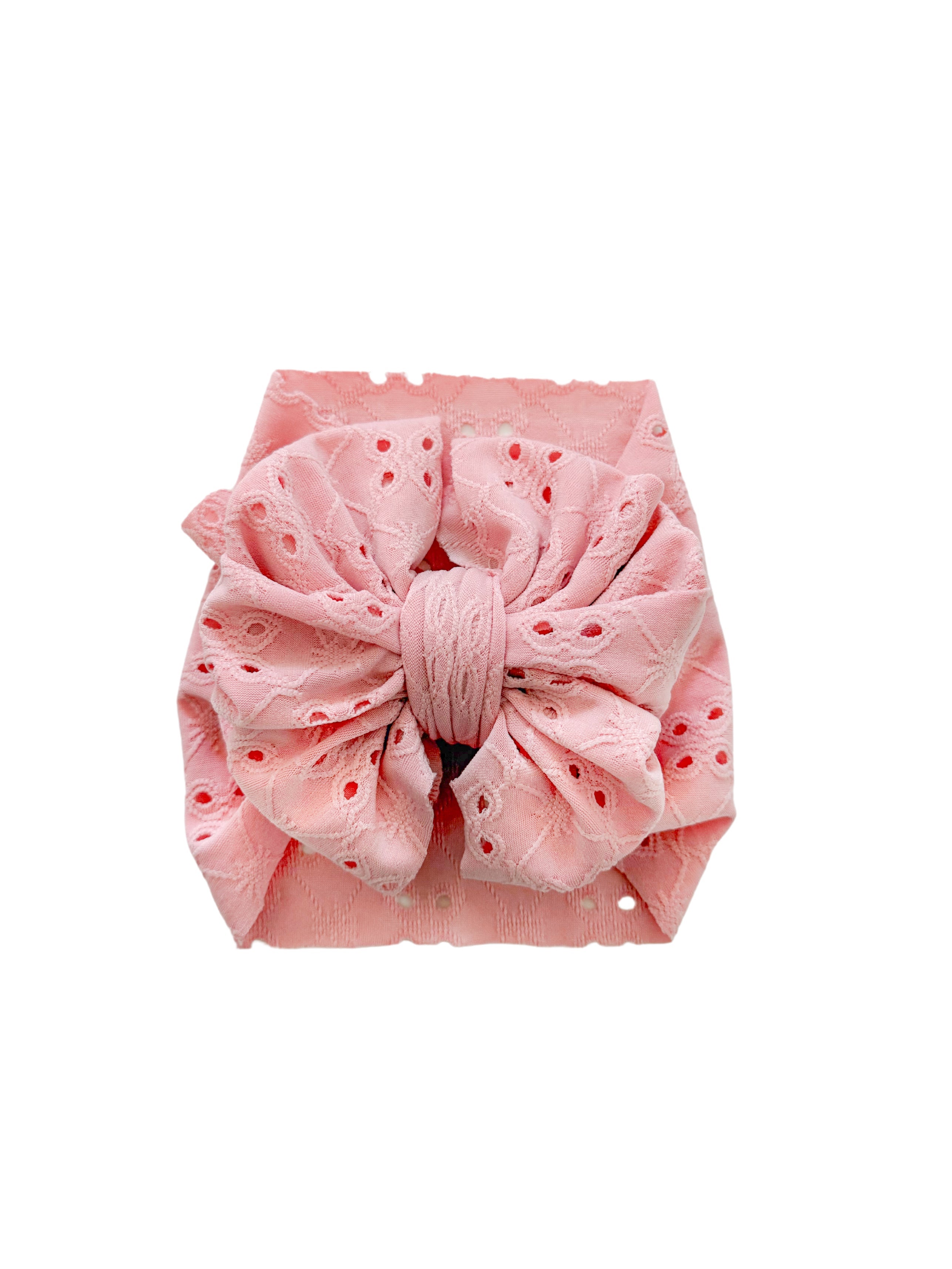 Eyelet Headwrap Bow- Blush