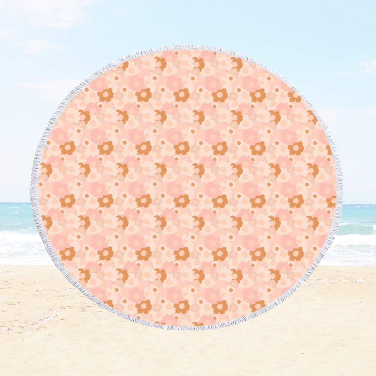 Blush Meadow Round Beach Towel Blanket