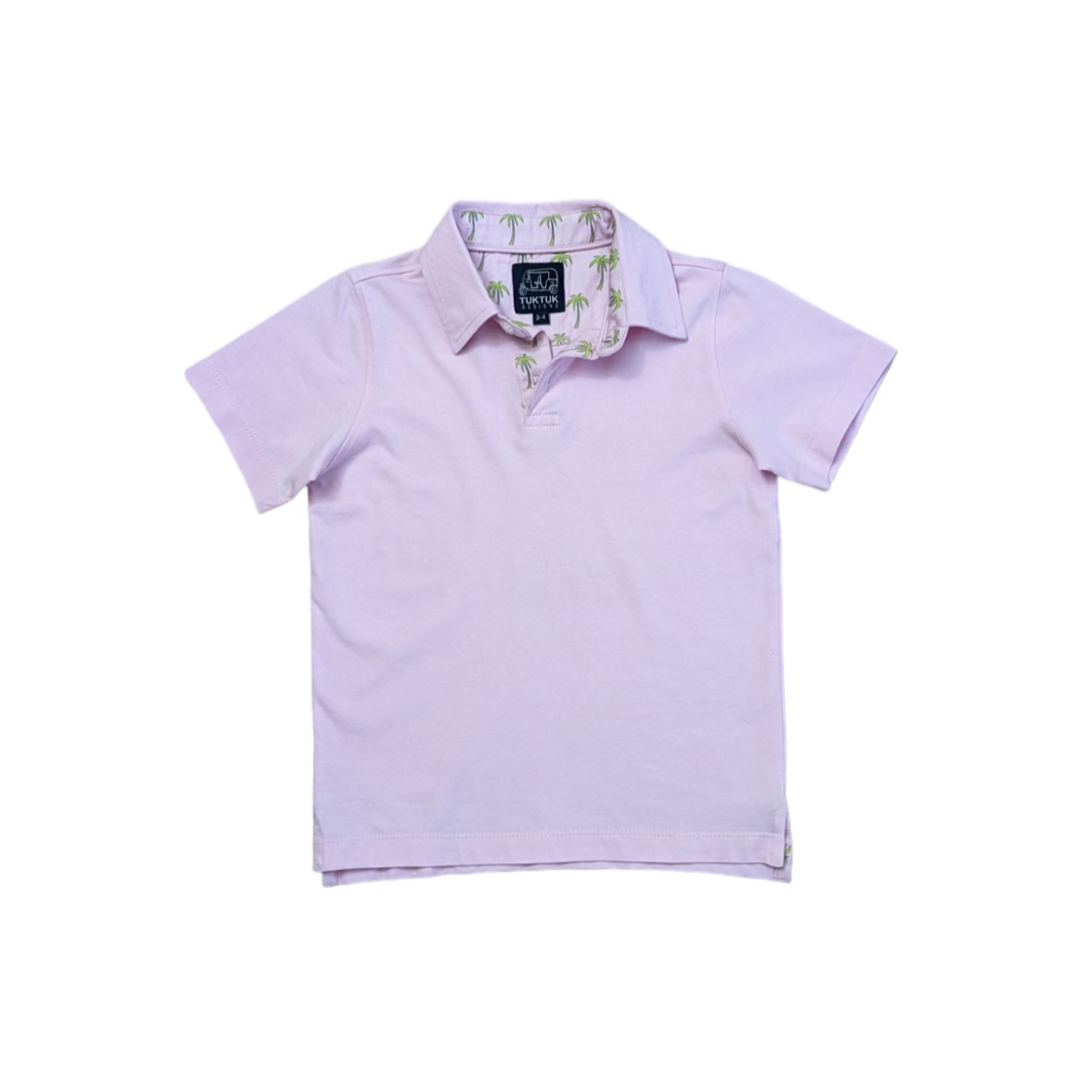 Pink With Palms Trim Polo