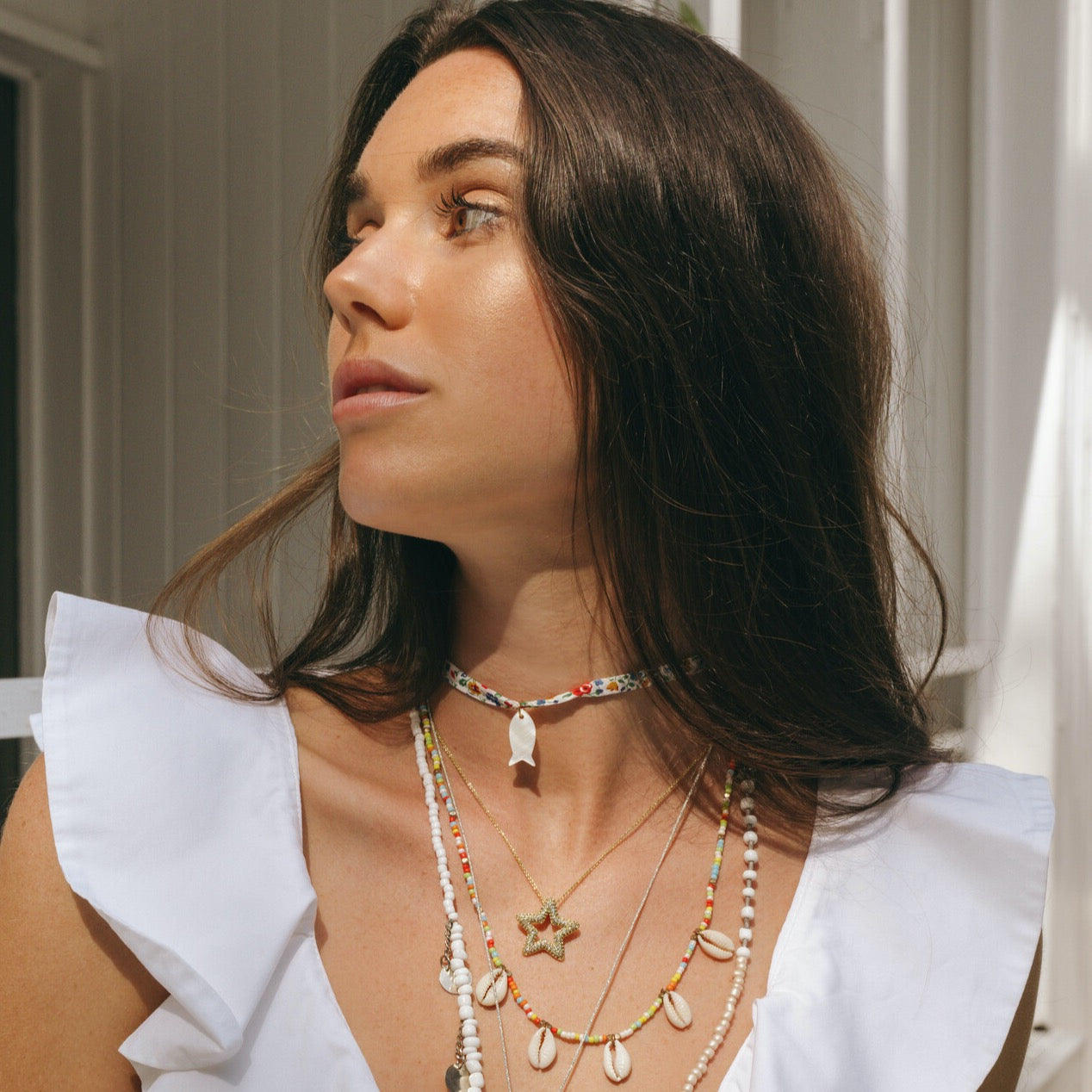 Liberty Mother Of Pearl Charm Necklace