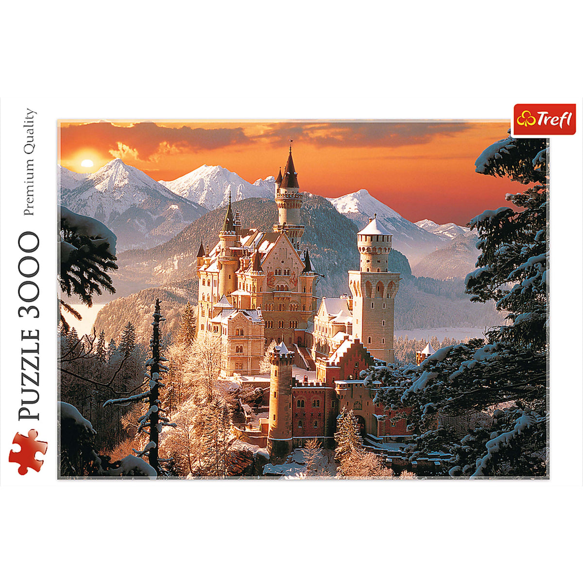 Red 3000 Piece Puzzle - Wintry Neuschwanstein Castle, Germany / Kirch