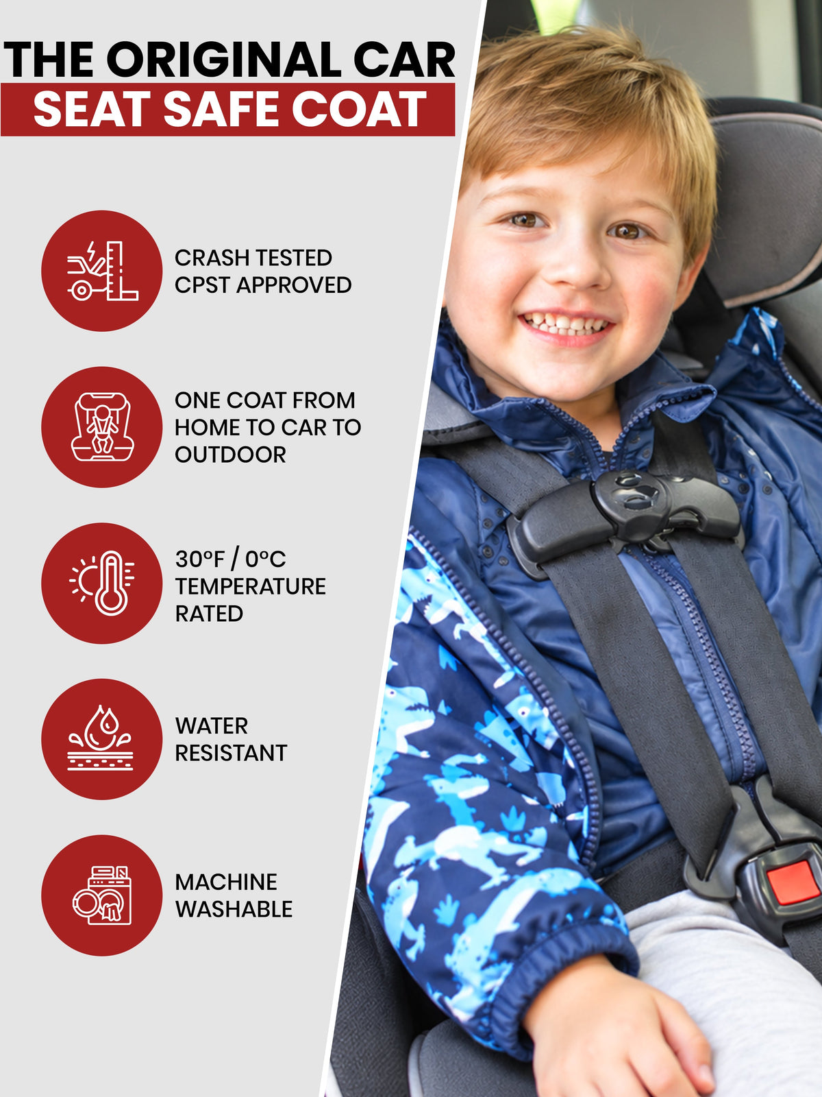 Car Seat Coat | The Road Coat Transition - Navy Raptor Print