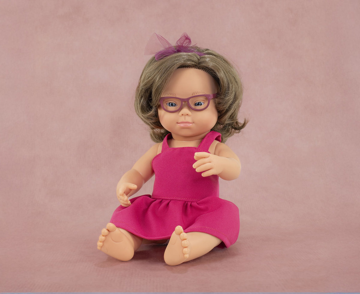 Baby Doll Caucasian Girl With Down Syndrome And Glasses 15'' (Box) - My Friends & Me