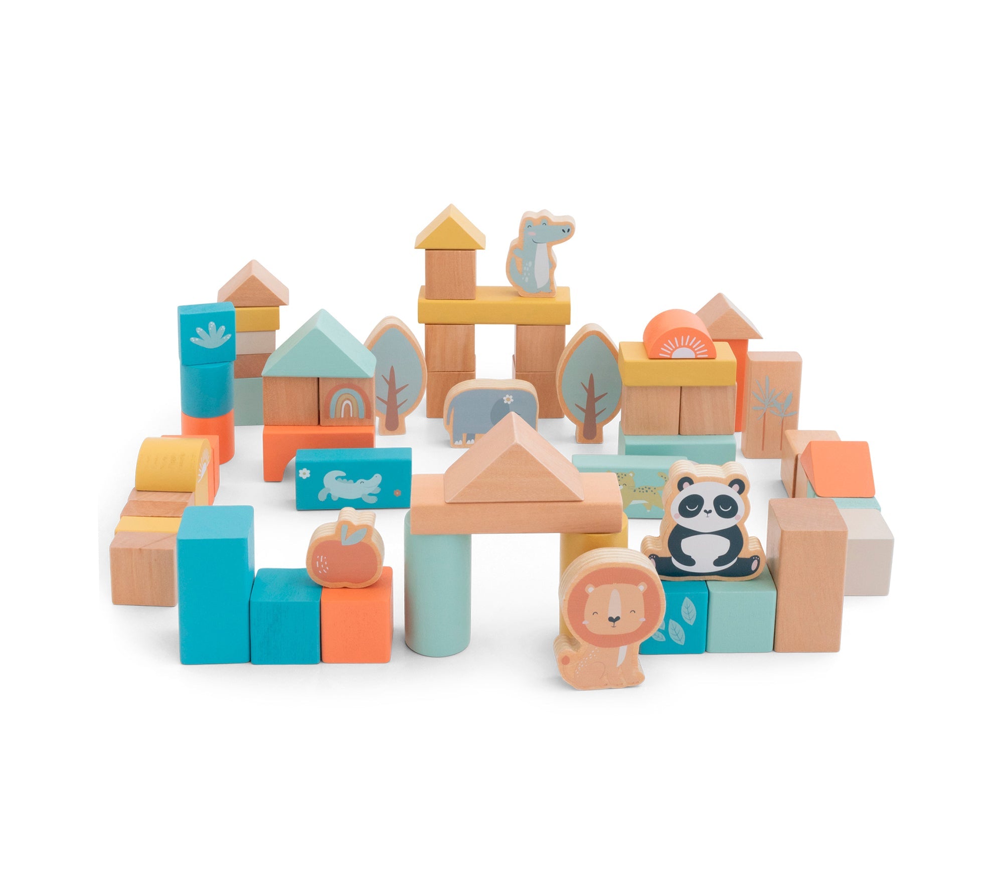 60 pcs Wooden Building Blocks