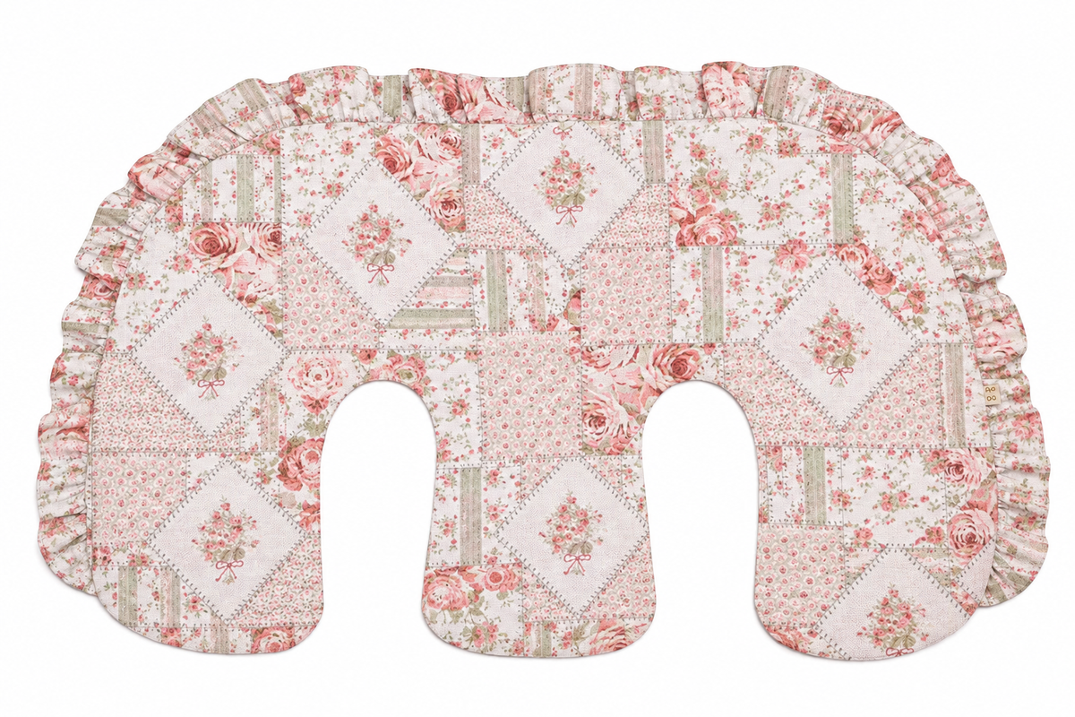 Beige Ruffle Gingham Twins Nursing Pillow Cover