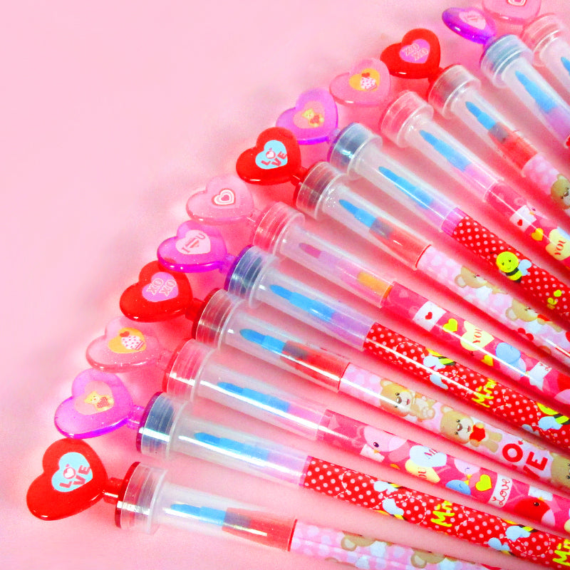 Valentine's Day Stackable Crayon With Stamper Topper