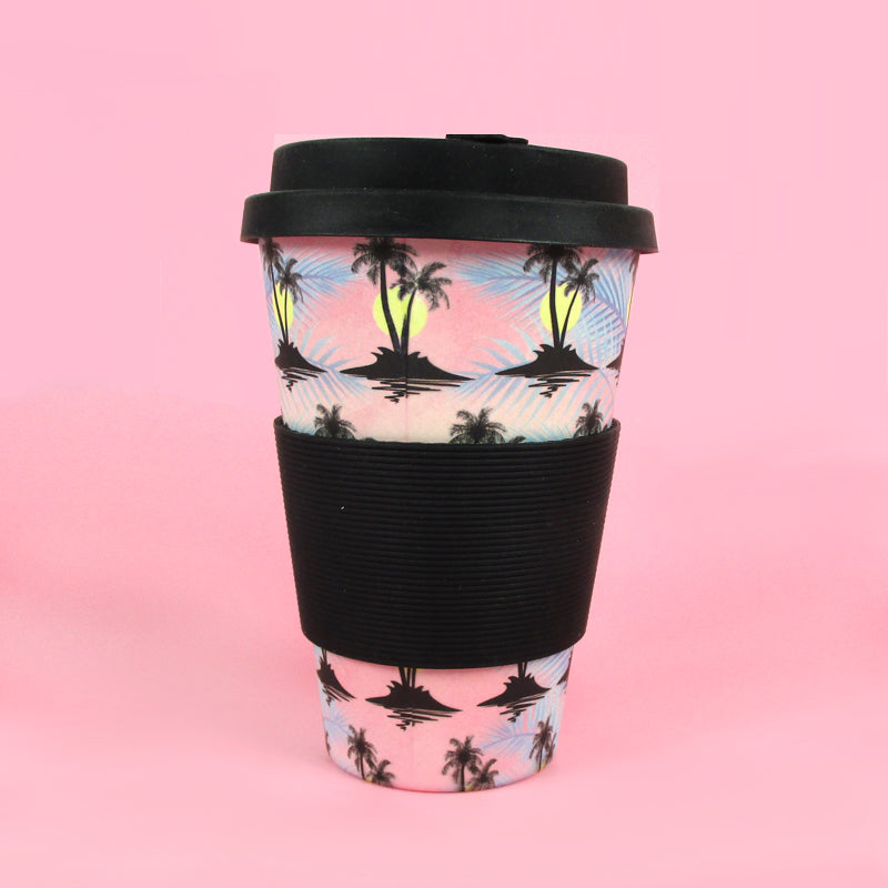 Eco-friendly Reusable Plant Fiber Travel Mug With Cool Island Design