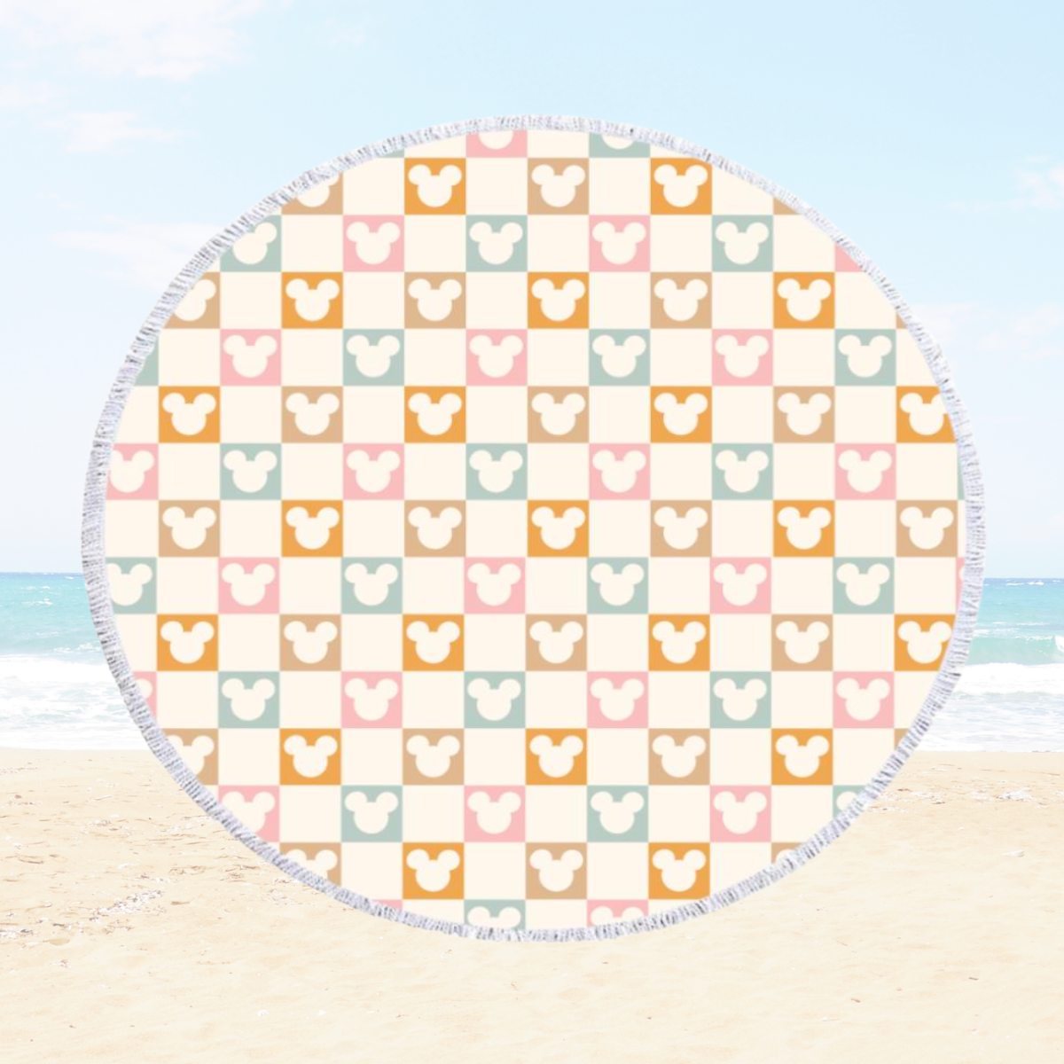 Checkered Magic Round Beach Towel Blanket