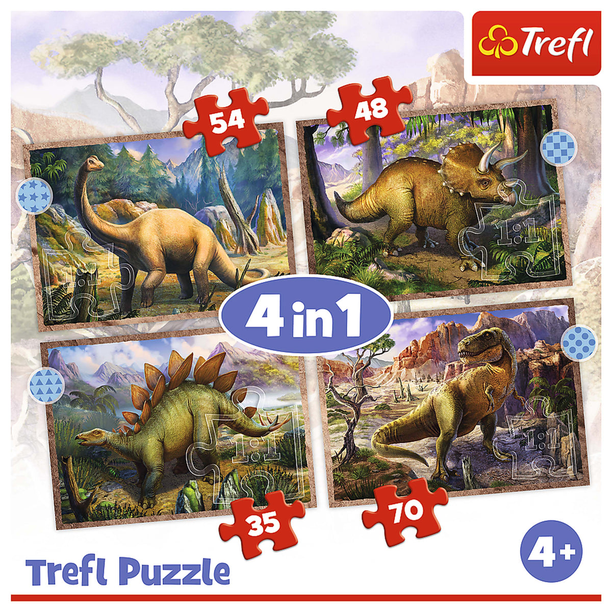 Preschool 4 In 1 Puzzle - Interesting Dinosaurs