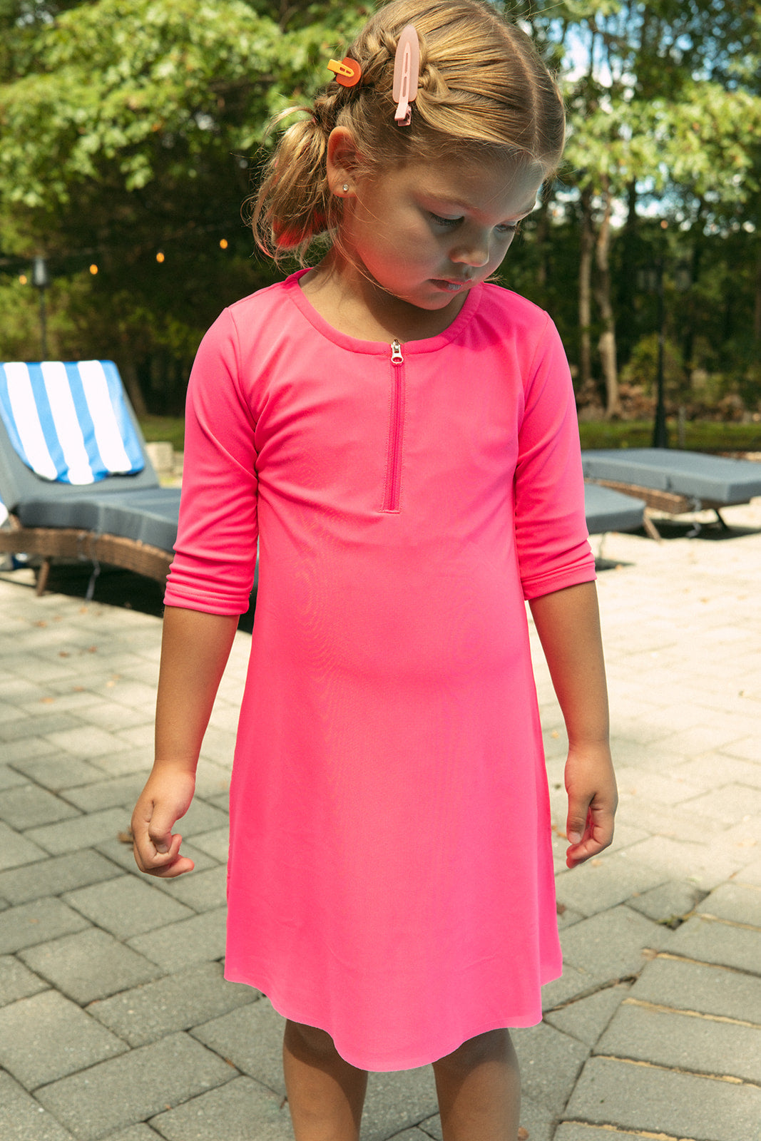 Mesh Neon Swim Dress - Pink