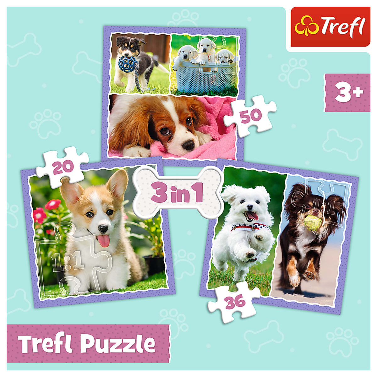 Preschool 3 In 1 Puzzle - Lovely Dogs