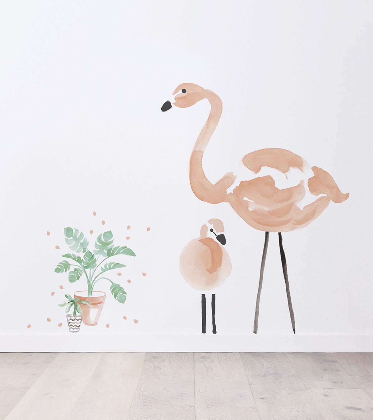 Flamingo - Wall Decals - Green Plants And Peas