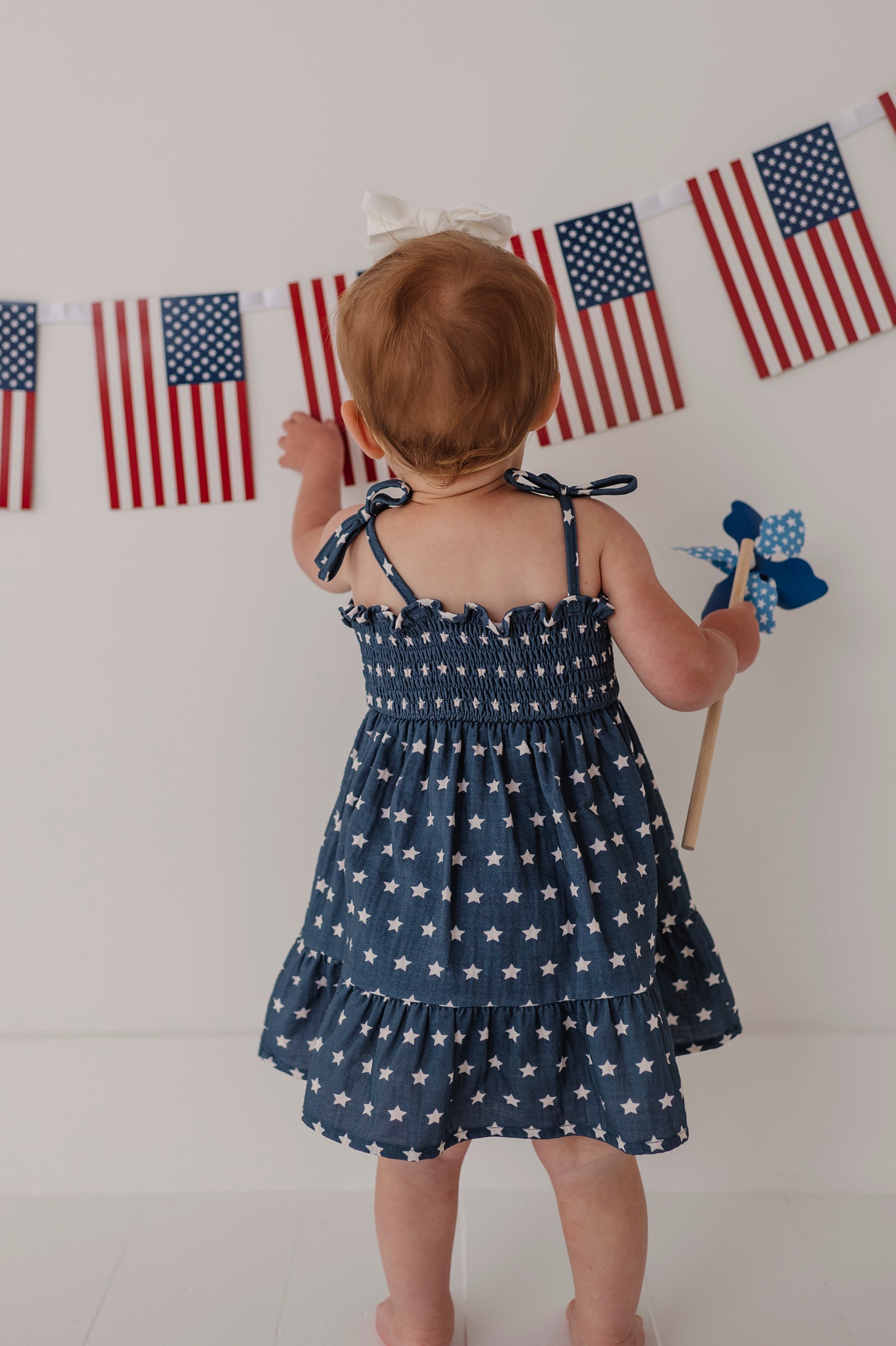 Baby Girl Tiered Mini Dress Set In American Stars