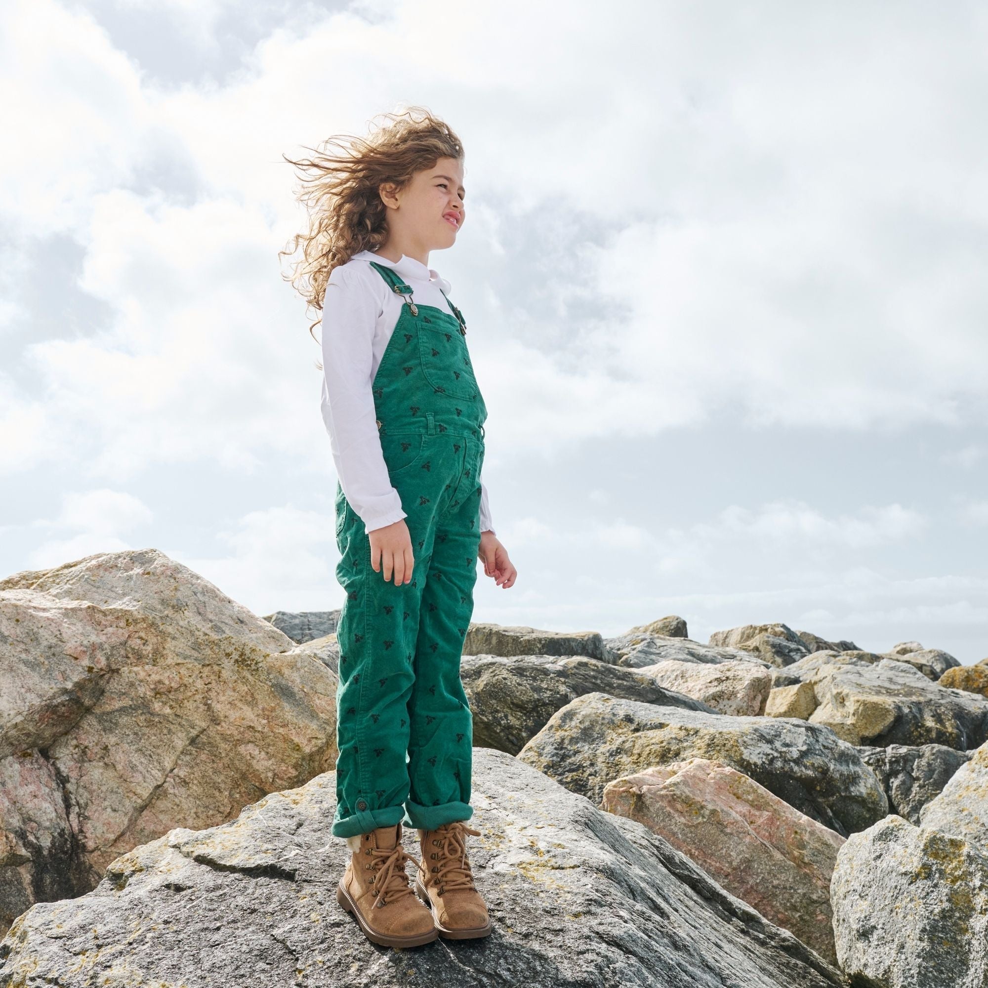 Green Acorn Printed Overalls