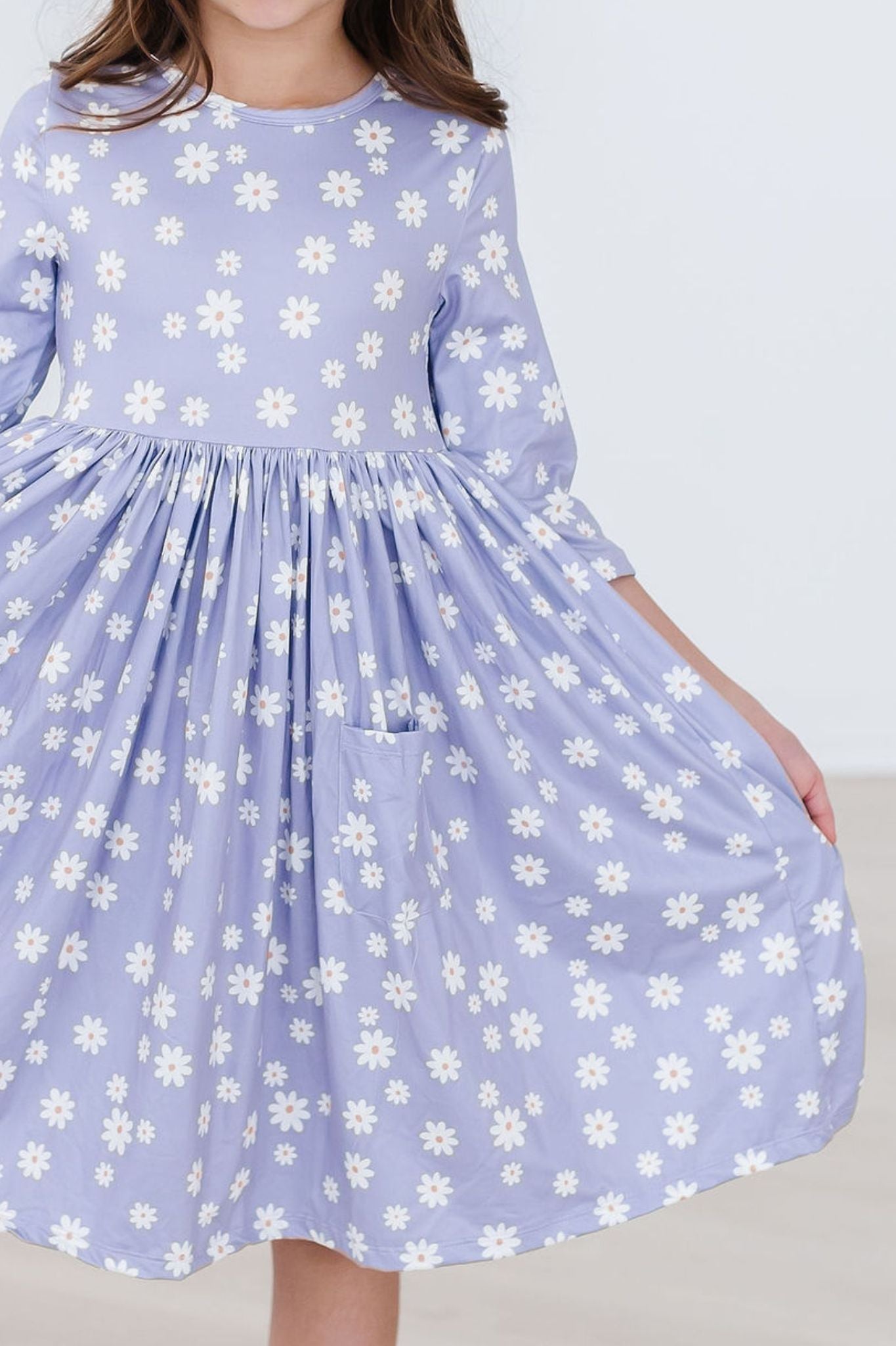 Dainty Daisies 3/4 Sleeve Pocket Twirl Dress