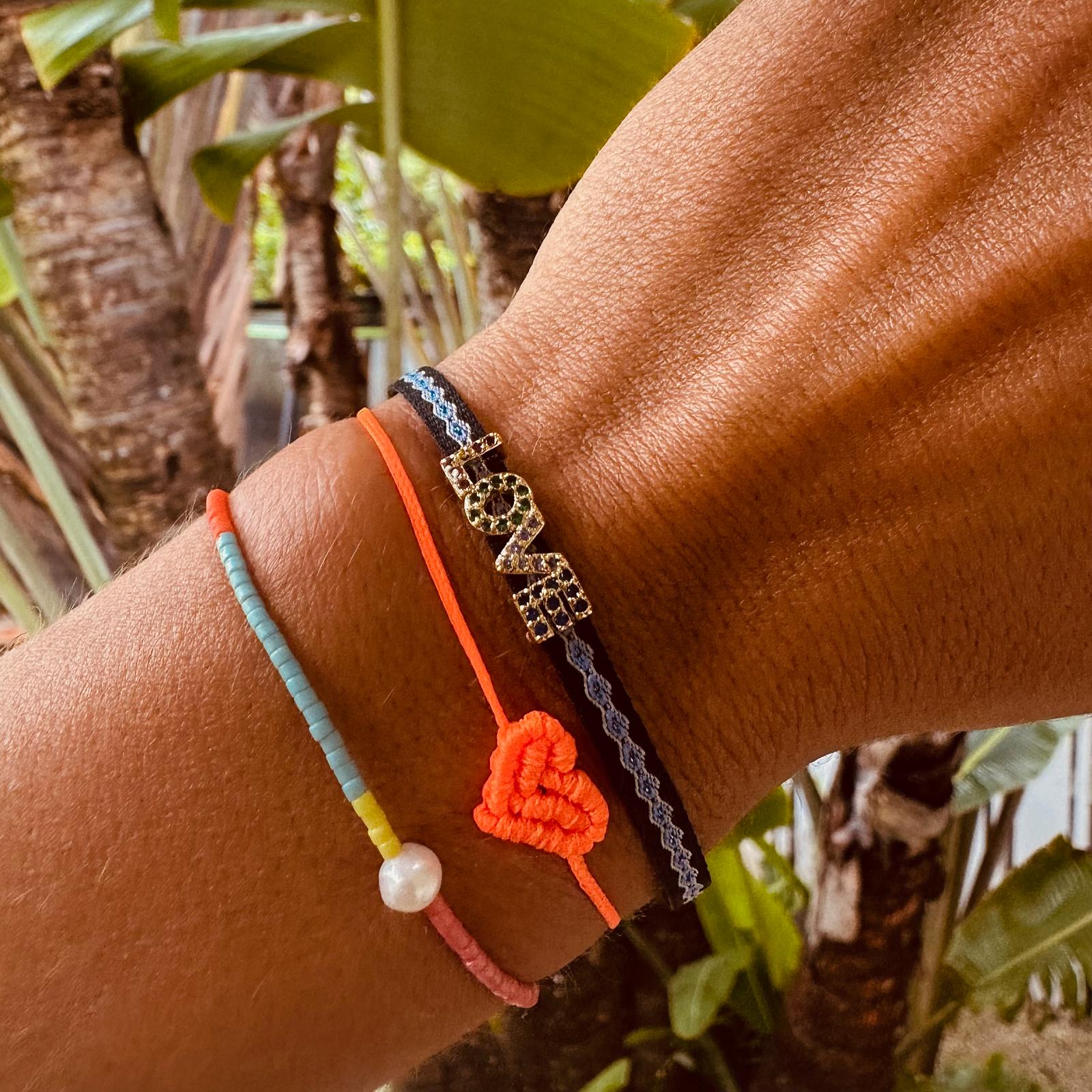 Mini Neon Orange Heart Bracelet