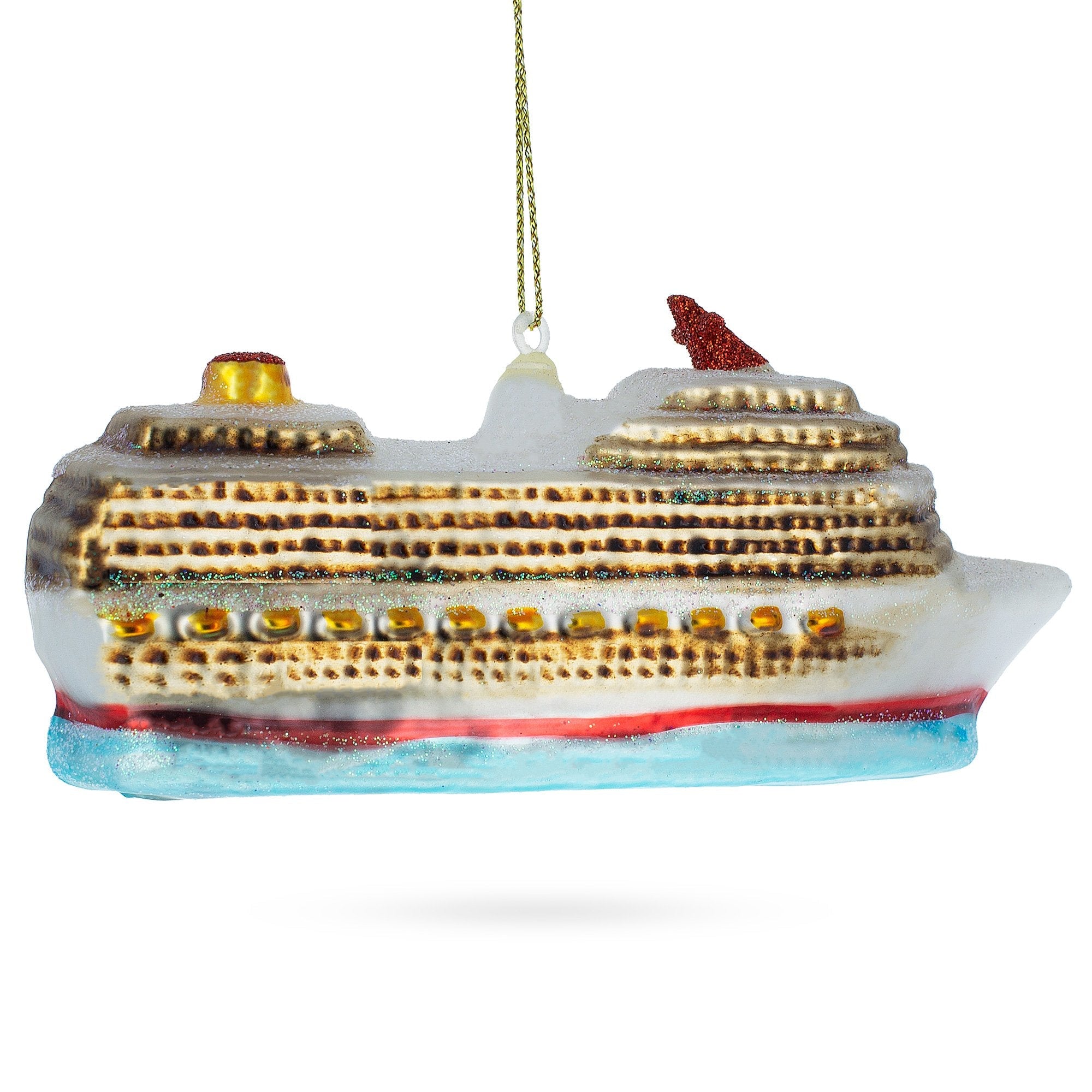 Elegant Cruise Ship - Blown Glass Christmas Ornament