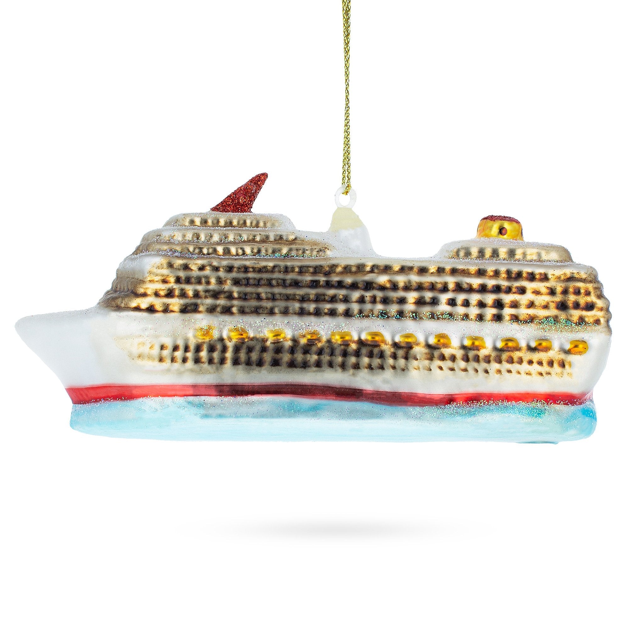 Elegant Cruise Ship - Blown Glass Christmas Ornament