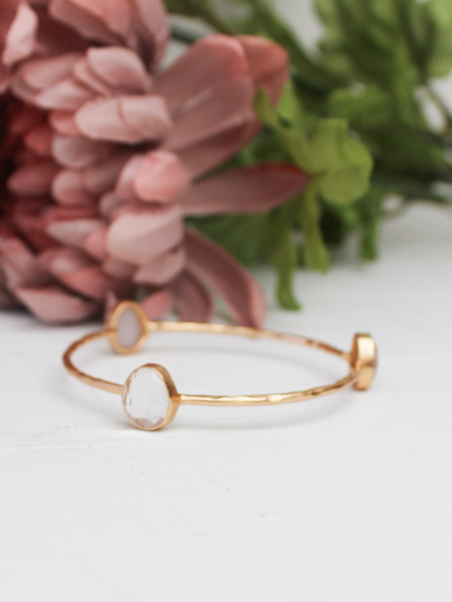 Three Stone Bangle Bracelet (size Xs)