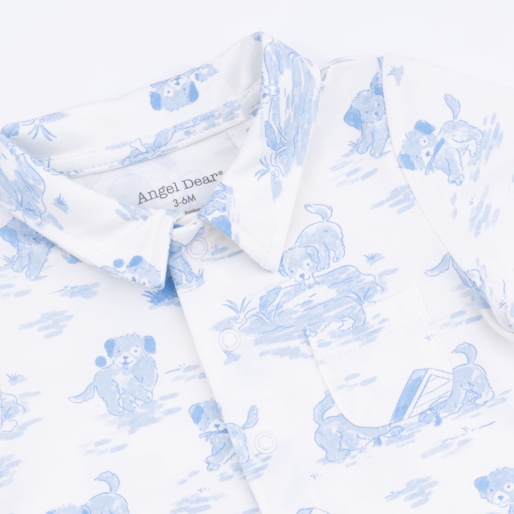 Puppy Toile Blue - Polo Shortie