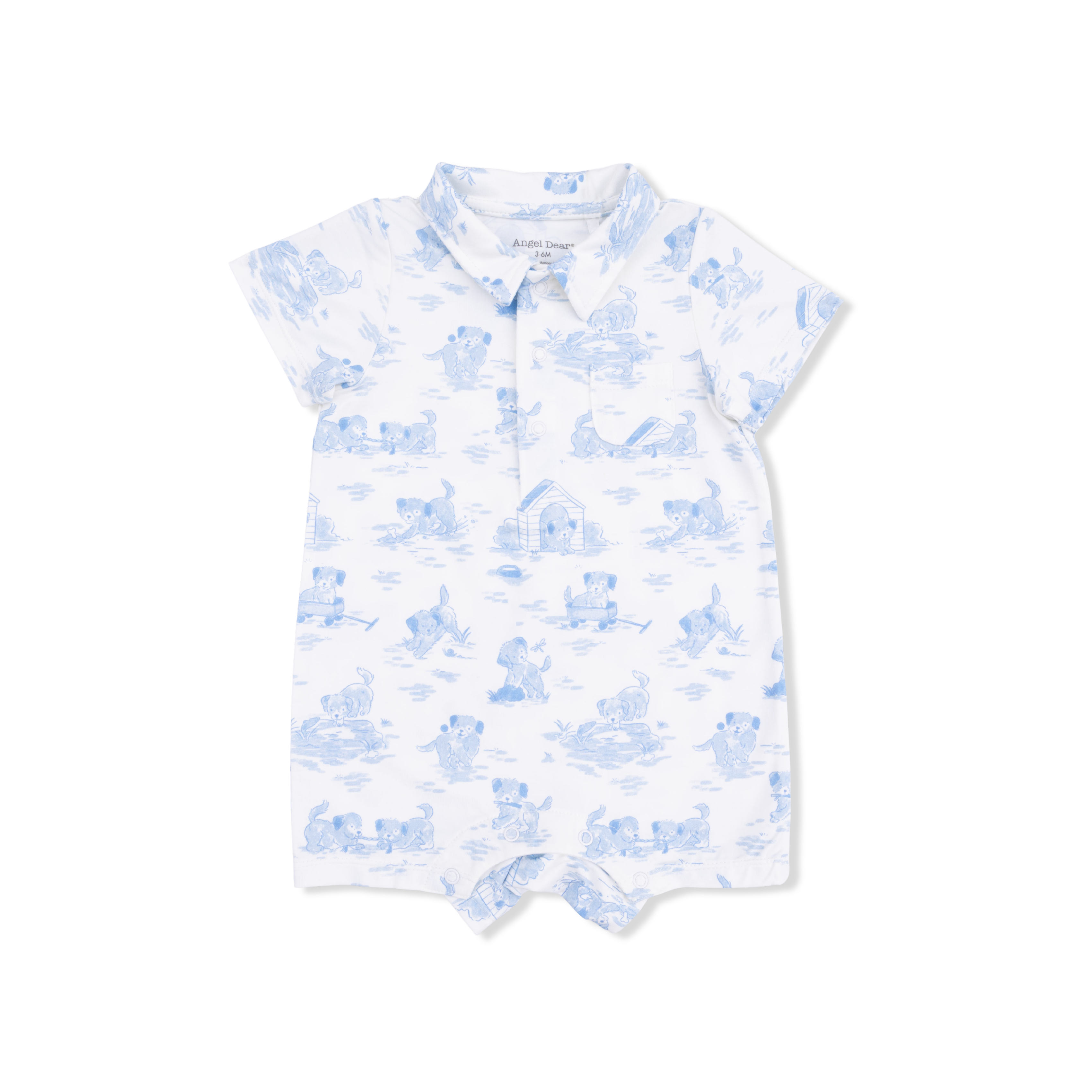 Puppy Toile Blue - Polo Shortie