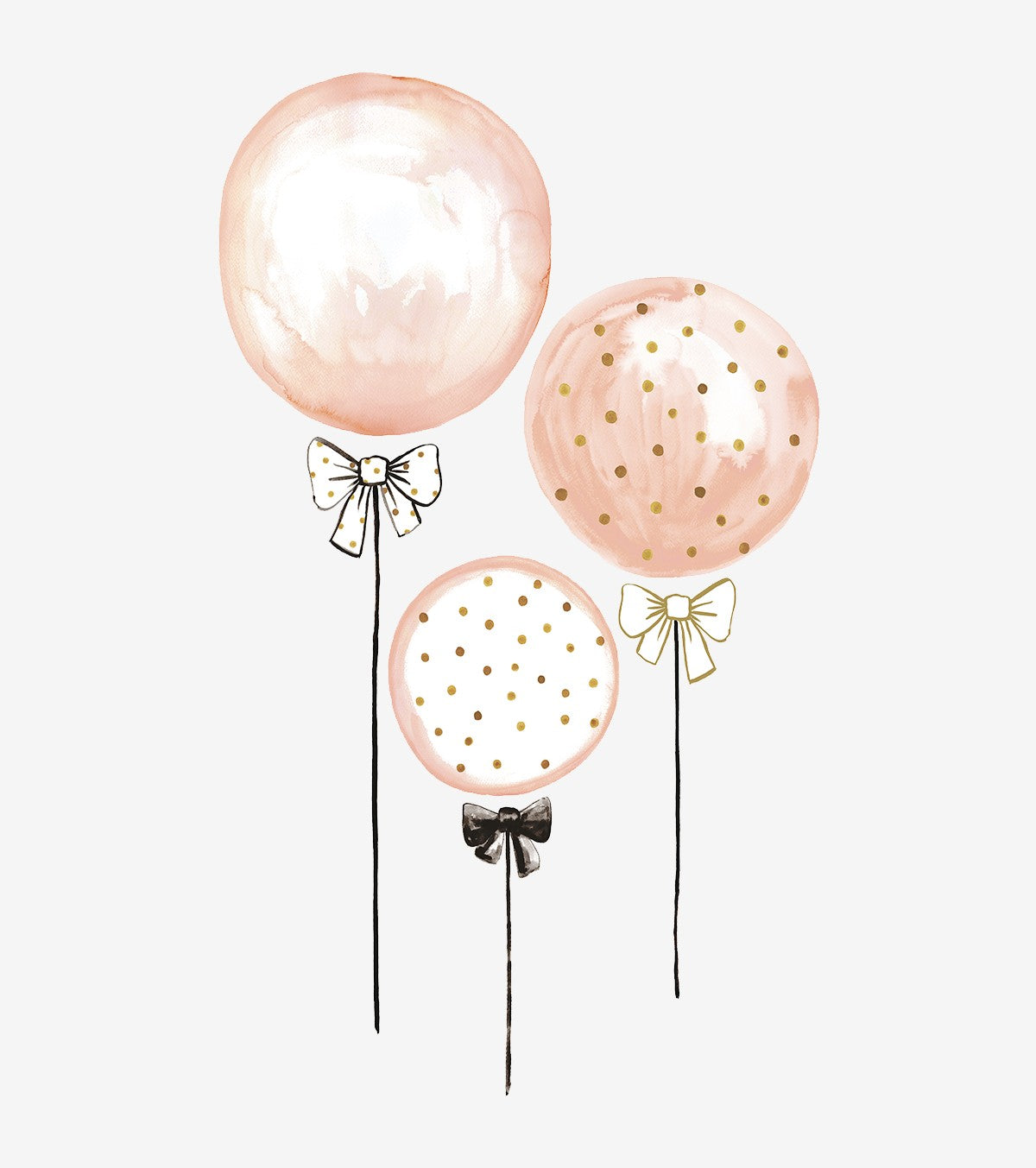 Flamingo - Big Wall Decals - Pink Balloons With Golden Polka Dots