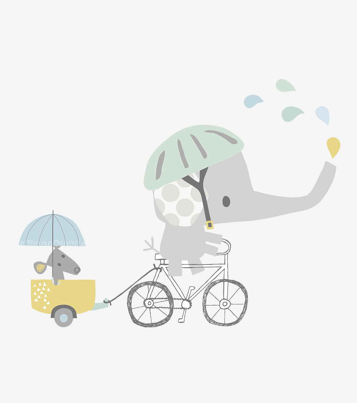 Smile It's Raining - Big Sticker - Elephant On His Bike