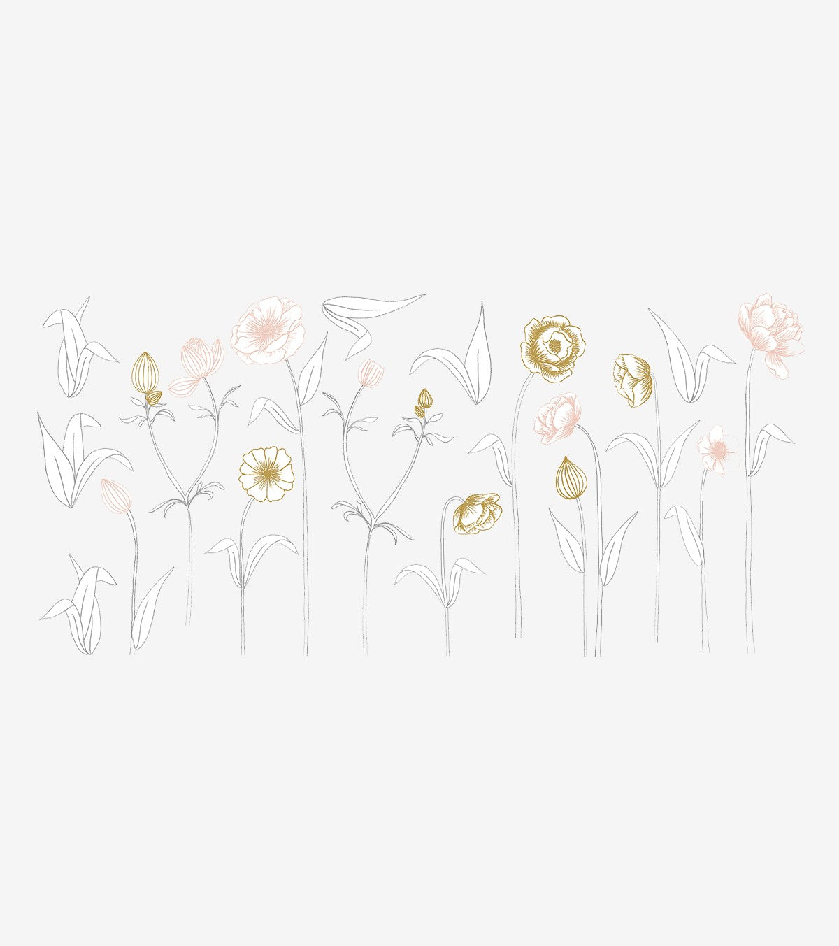 Botany - Large Wall Decals - Large Flowers (pink And Ochre)